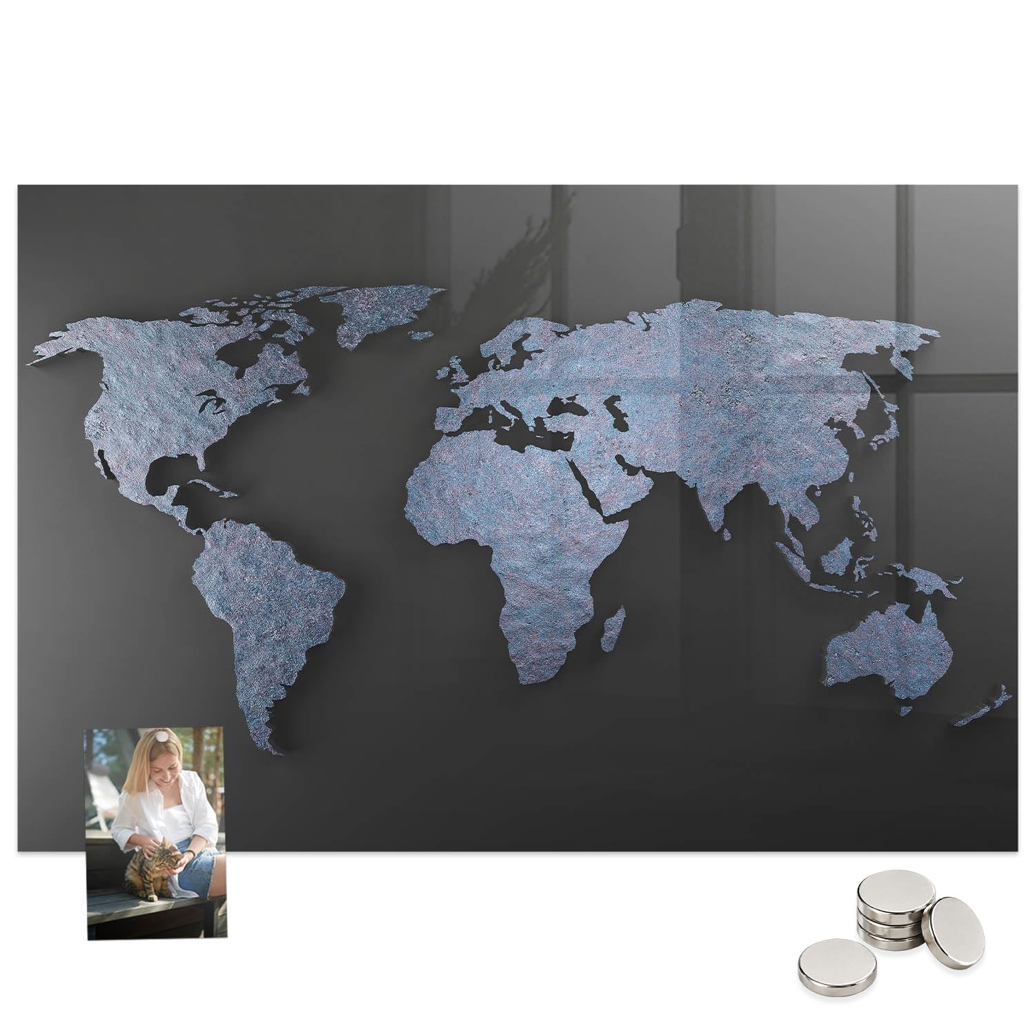 Cartelera informativa magnética 90x60 con mapa 3D y organizador de tareas 8