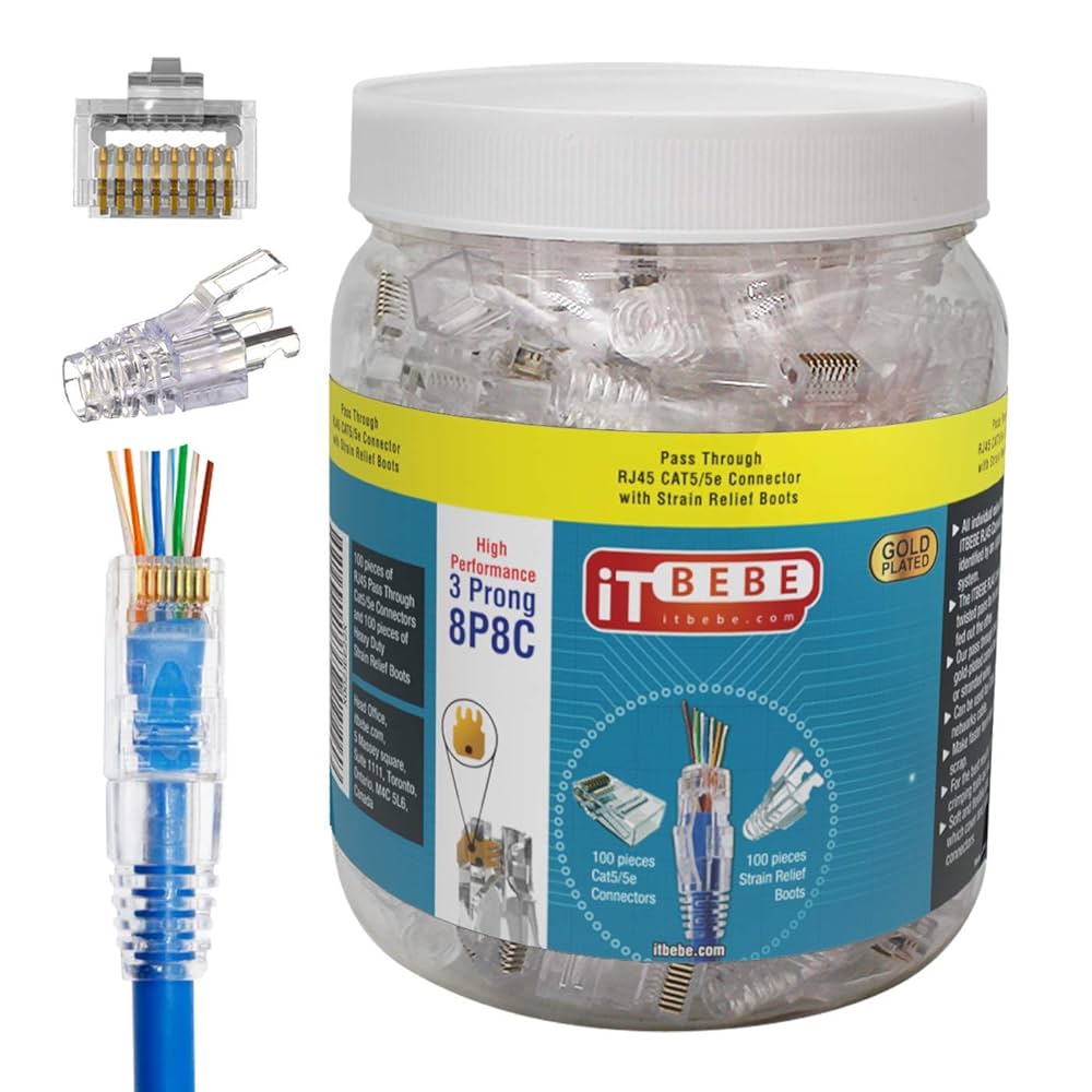 TBEBE 100 Sets Of RJ45 Cat6 Pass-Through
