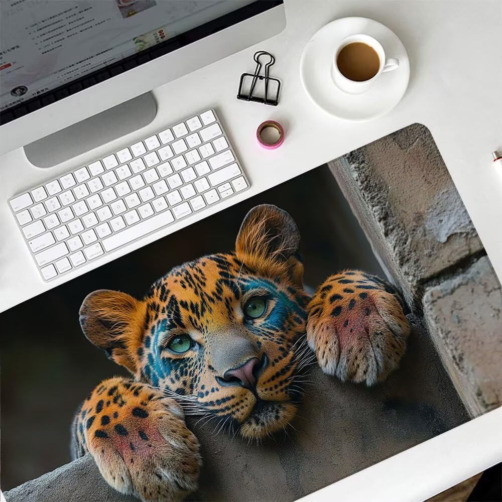 Tappetino Mouse XXL 800x400x3mm Tappetino Mouse Pad Leopardo Q-73AV7