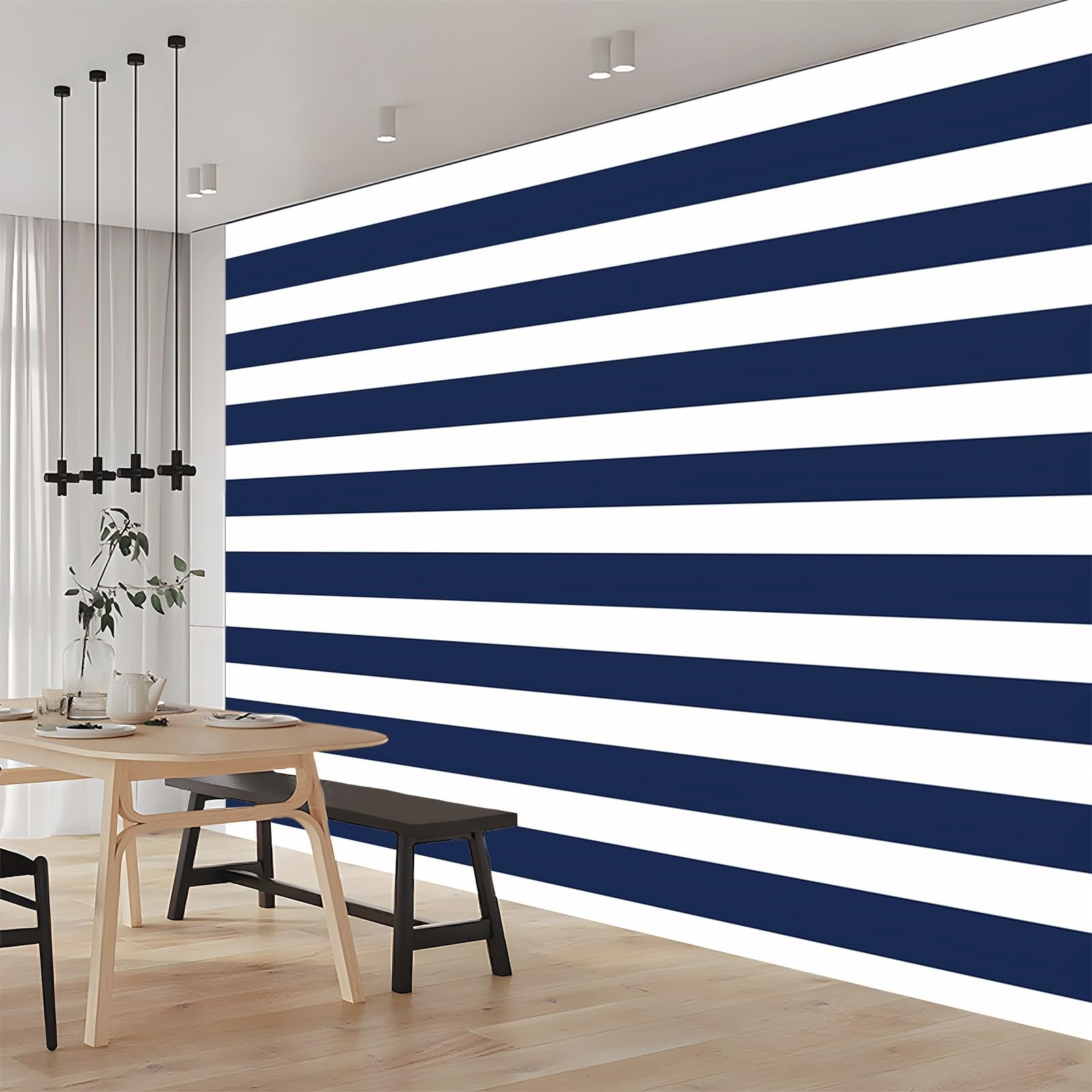 Carta Da Parati Fotografica 3d Effetto Righe Geometriche Blu Navy 200x140 cm Moderna Design Carta per Pareti Soggiorno Camera Da Letto Sala Fotomurali Non Tessuto