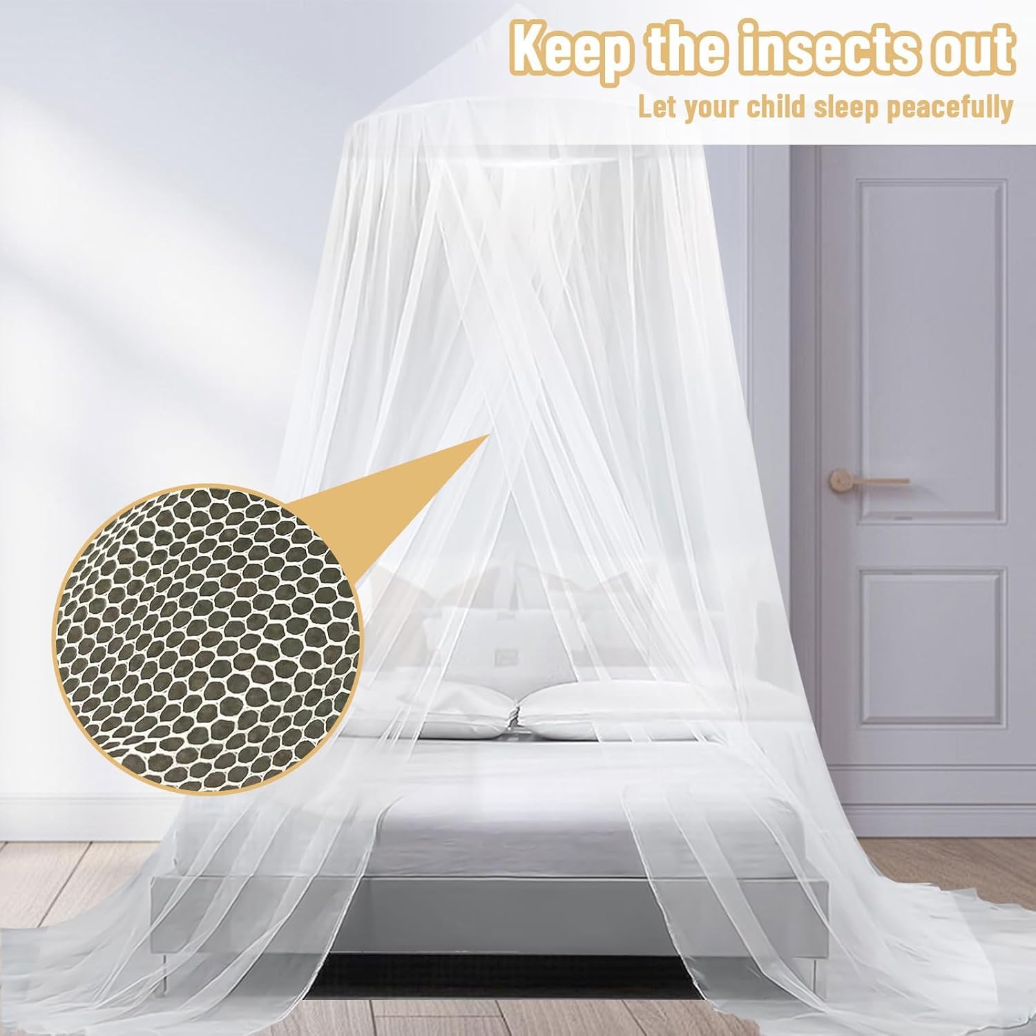 Zanzariera letto Zanzariera Letto Matrimoniale 60 x 250 x 1100cm,per Letto Bimbi/Matrimoniale/Singolo, Facile da Installare con Kit Completo,Protezione dalle Zanzare