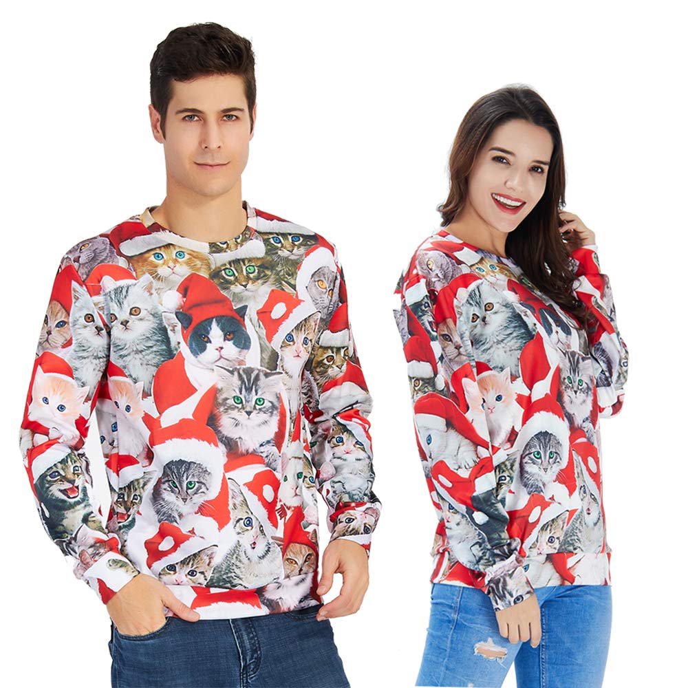 Goodstoworld Weihnachtspullover 3D Unisex Druck Pullover Weihnachten Pullover Ugly Christmas Sweater