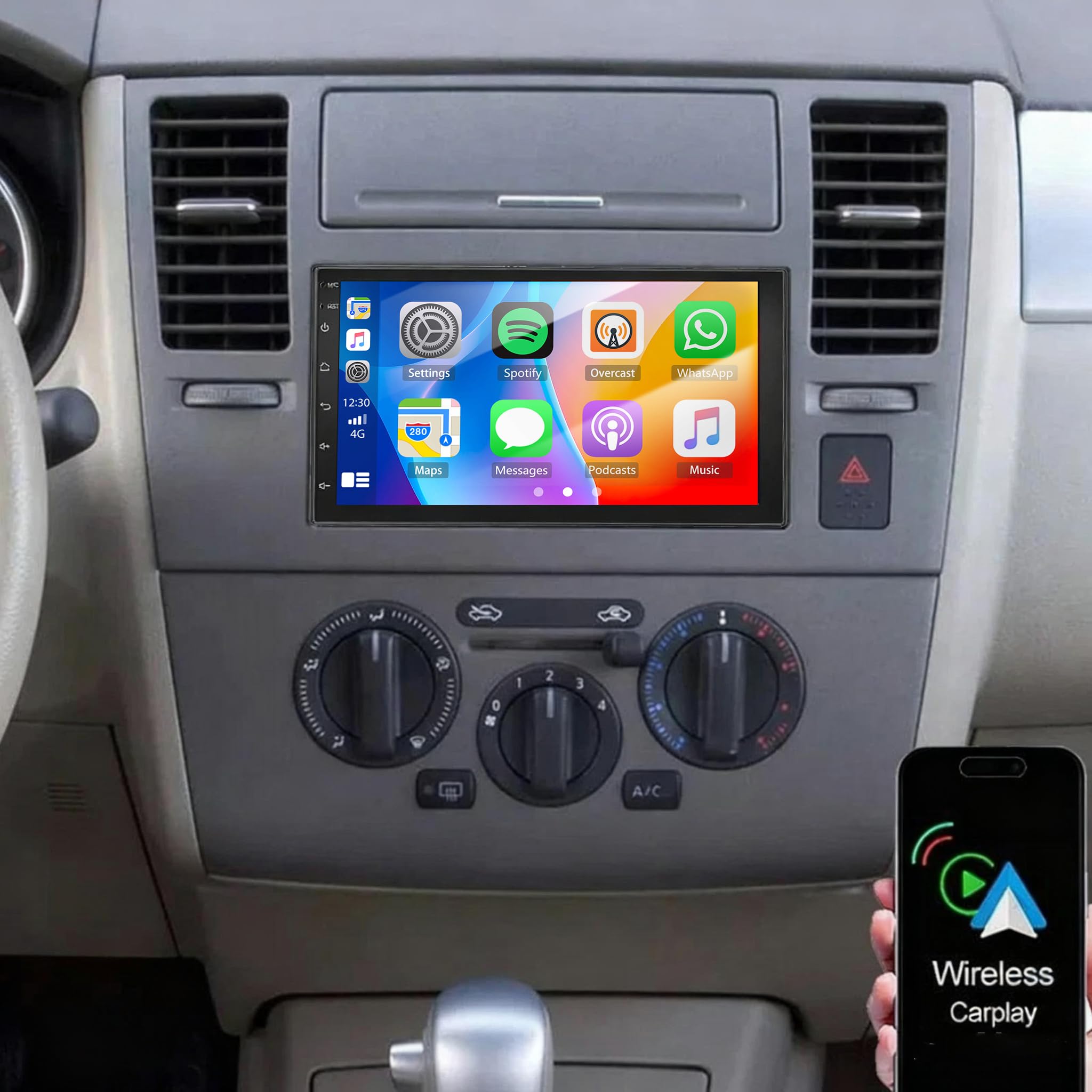 7" Double Din Car Radio Stereo Upgrade for 2007-2011 Nissan Versa Touch Screen Head Unit 4+64G Car Stereo Android 13 Wireless & Wired Carplay Android Auto GPS Navigation/SWC/Backup Camera+MIC