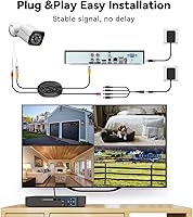 Vista 2 de Sistema de cámara de seguridad con cable para exteriores, 4CH 5MP Lite AHD DVR con disco duro de 500G, 4 x 3MP cámara CCTV con cable, kit DVR