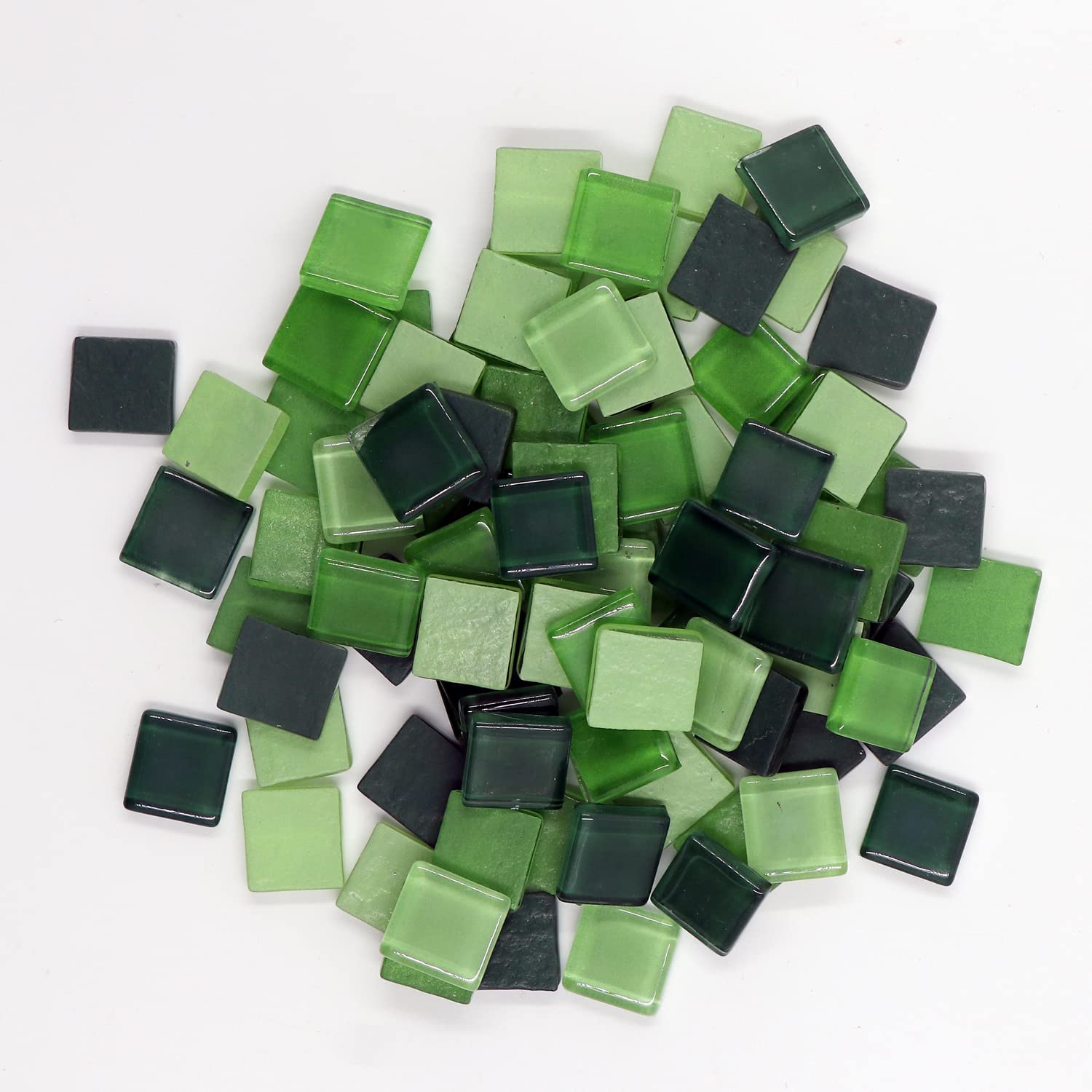 Sweven Art Mosaic Tiles, 15x15mm Square, 4mm Thick, Shades of Green (Pack of 200Gms)-image-43