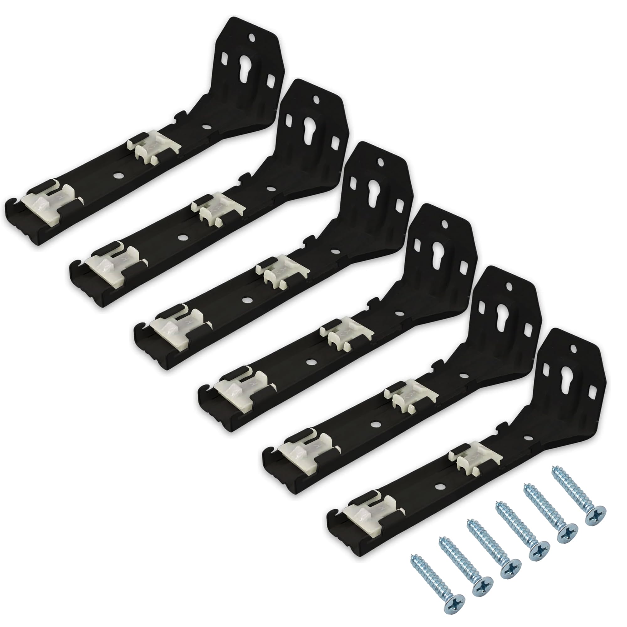 Jos & Haz Black Straight Curtain Track Double Wall Brackets, 6 Pack, Wall Mount Curtain Support Accessories