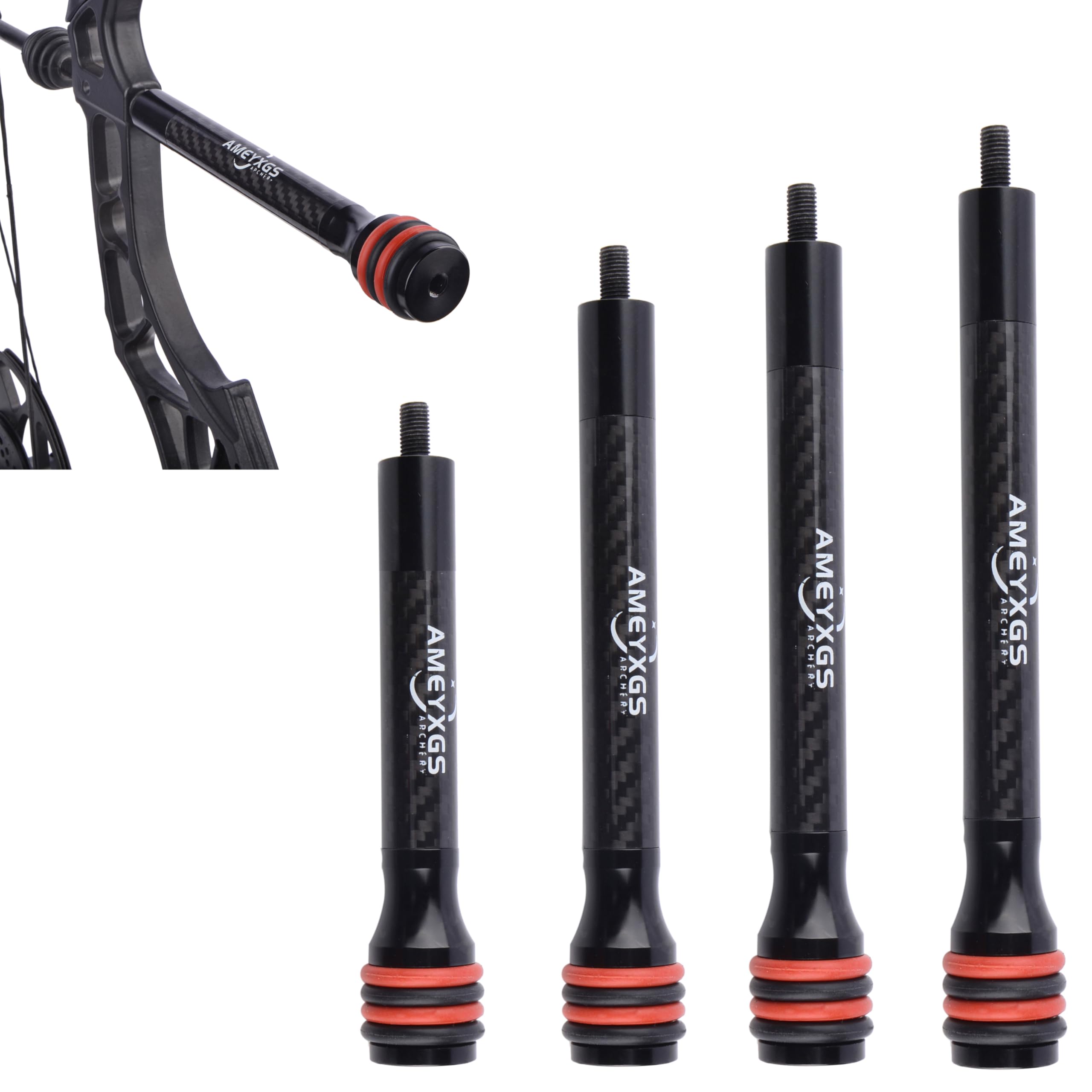 Poearcus Archery Bow Shock Absorption Bar Balance Bar Stabilizer 6" 8" 10" 12" Ultra Lightweight Carbon Fibre Compound Bow Stabiliser Rods (10 inch)