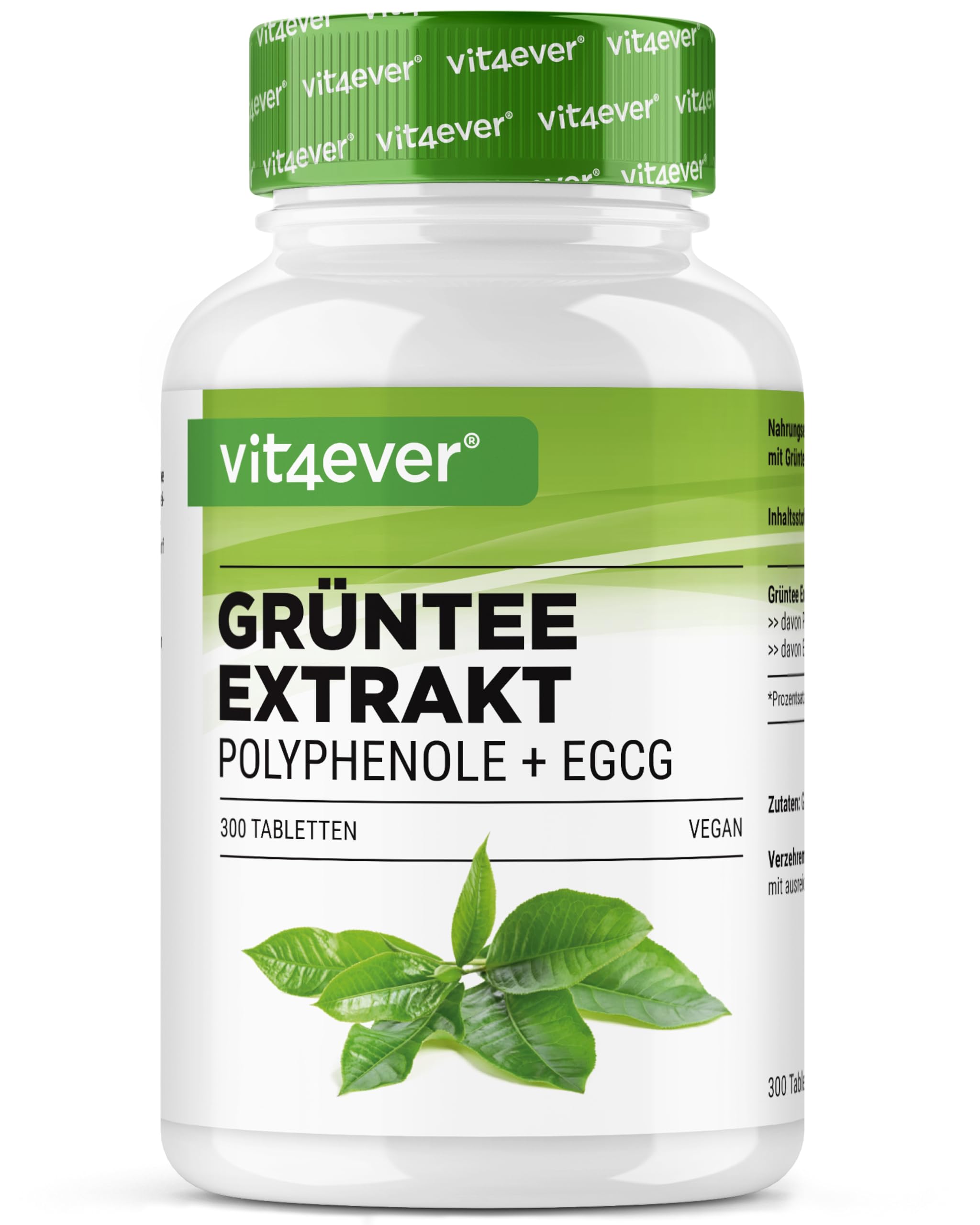 Estratto di Tè Verde 300 Compresse - Alto Dosaggio con 2000 mg di Estratto di Tè Verde, 300 mg di EGCG e 1000 mg di Polifenoli per Dose giornaliera - Green Tea - Vegano - Senza additivi inutili