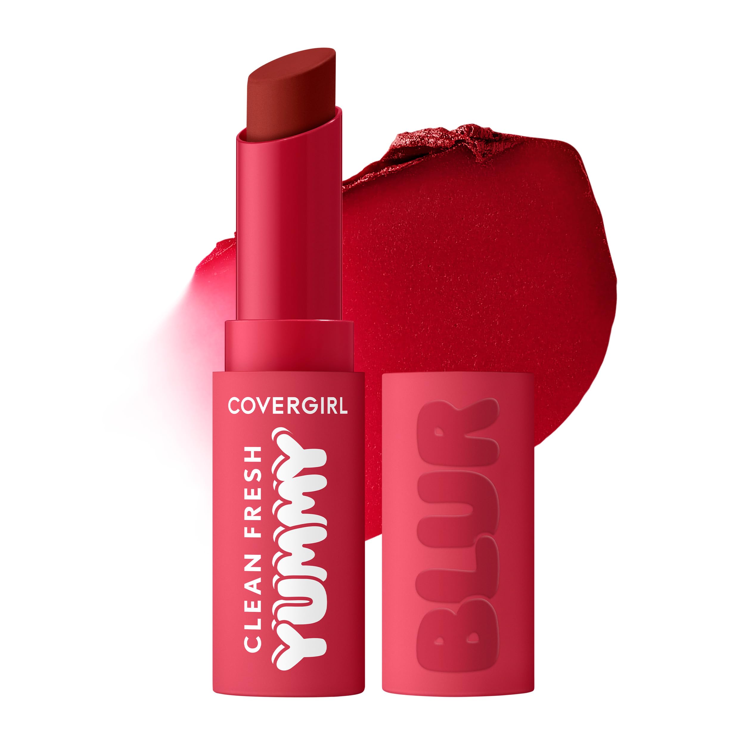 COVERGIRL Clean Fresh Yummy Blur Lipstick, Blurring Effect, Matte Lip Color, Sweet Pomegranate Flavored, Vegan Formula - 200 Blur the Pom (Blue Red) 200 Blur the Pom 0.09 Ounce (Pack of 1)