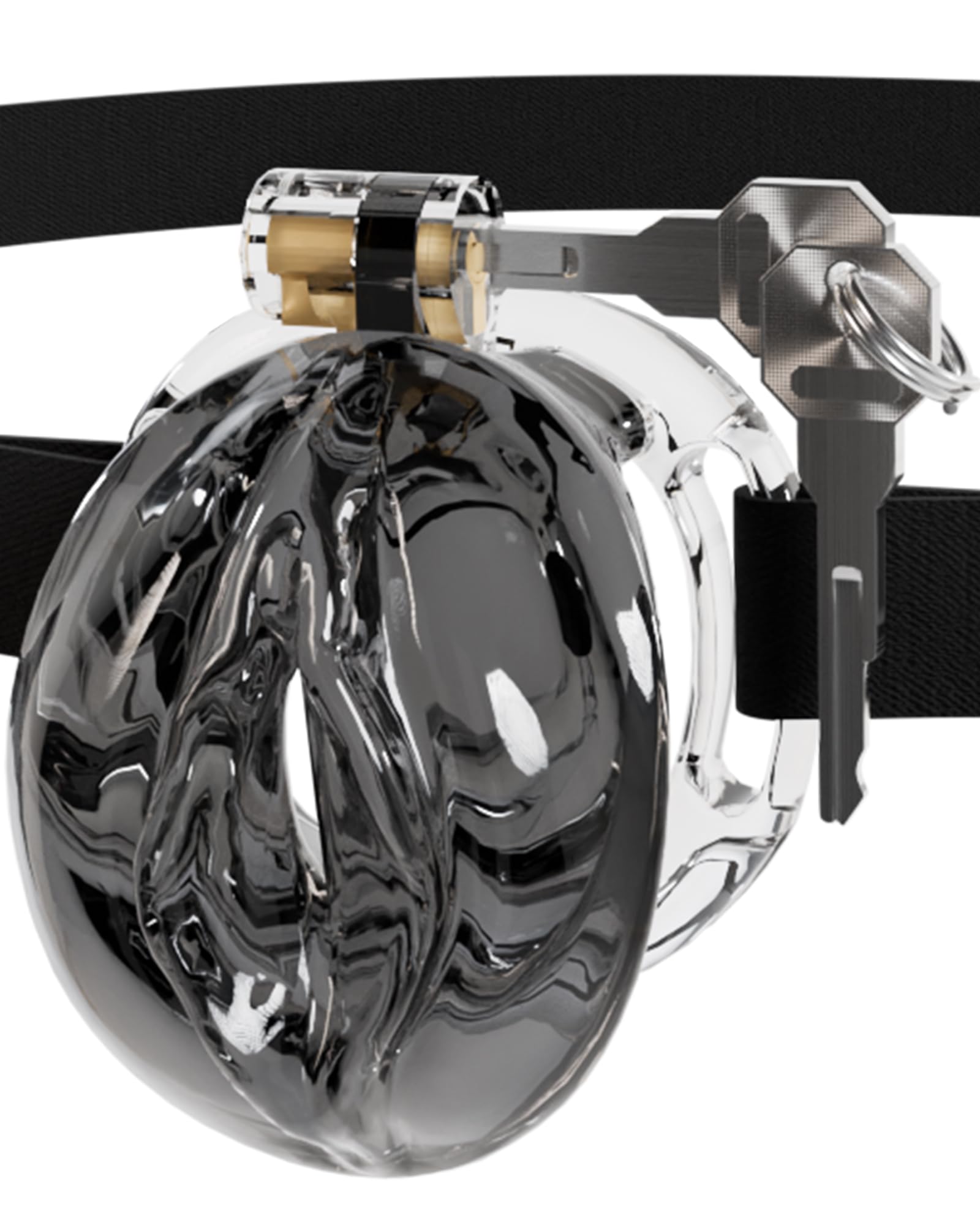 Flat Chastity Cage Sissy Silicone Soft Realistic Vagina (See-Through Black)