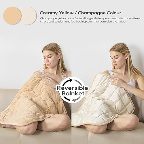 Miniatura 3 de Manta pequeña con peso para adultos y niños (doble cara), almohadilla de regazo con peso de 7 libras, manta para viajes, relajación, terciopelo de