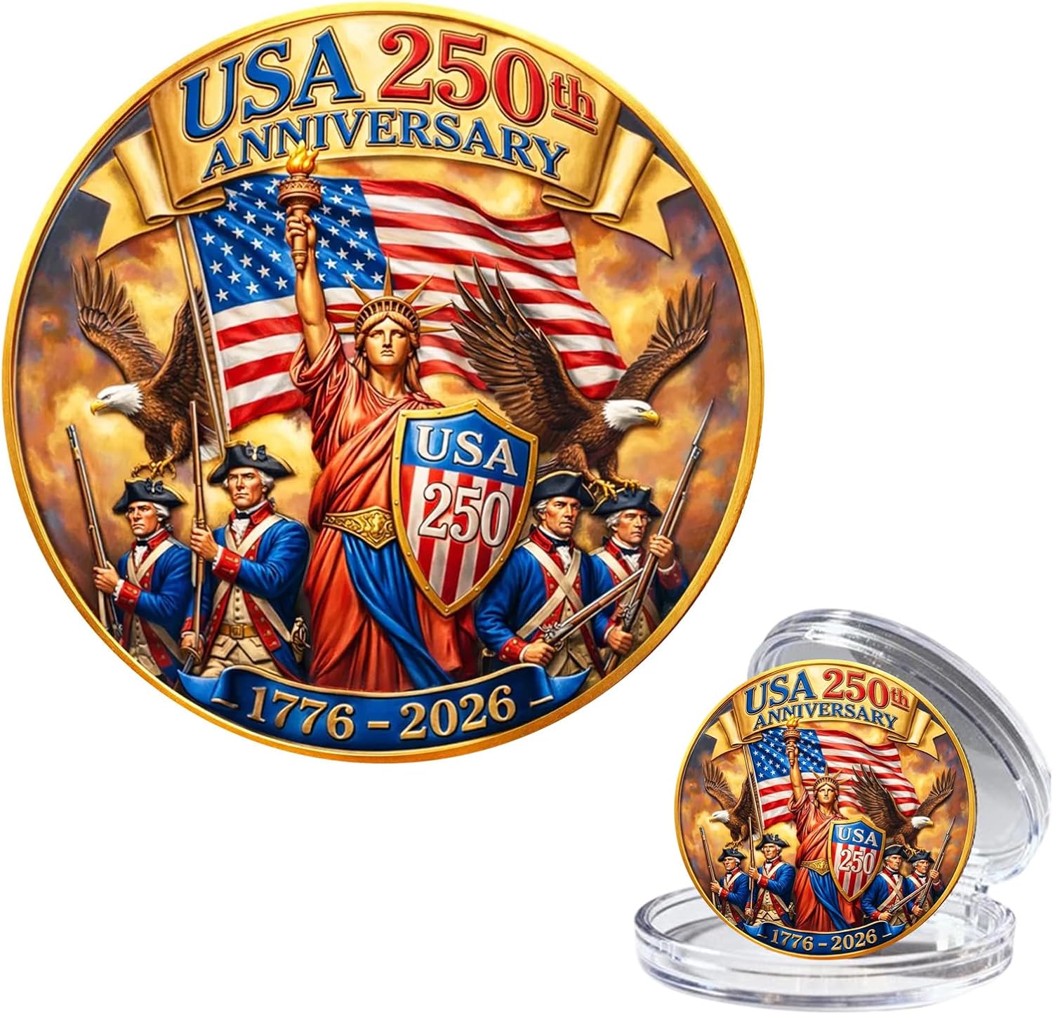 Amazon.com: U.S. 250 Years Commemorative Coin, Shield USA 250th ...