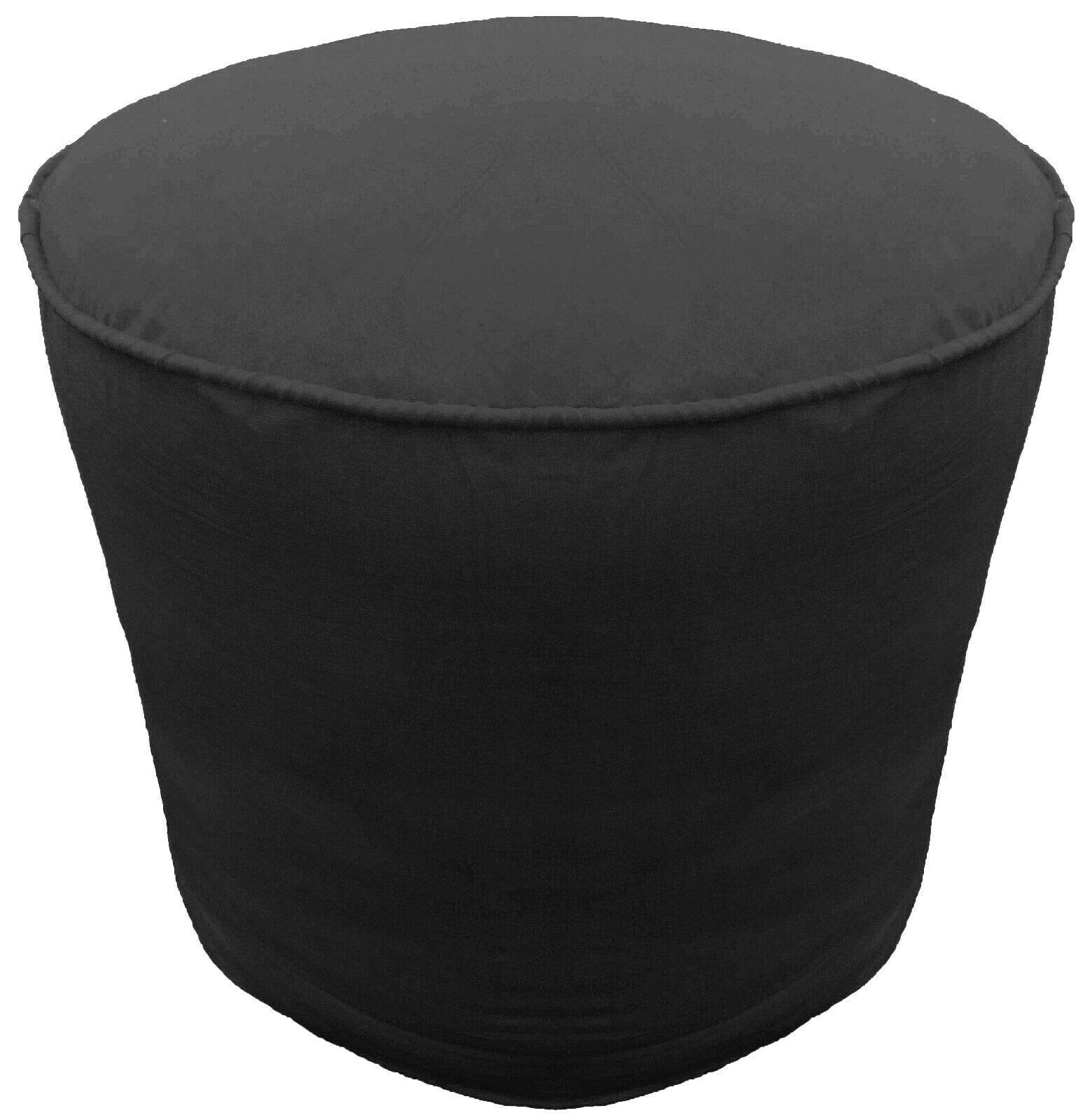 SAFFRON Cotton Round Cord Piping Footstool Large Pouf Cover (Black, 20