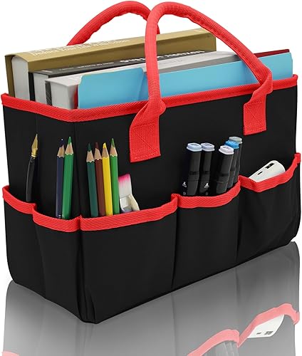 Cupohus - Bolsa de almacenamiento para organizador de arte y manualidades con bolsillos y asas, organizador portátil de tela Oxford para maestros,