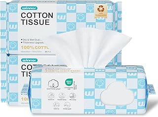 Winner Soft Face Towels, Upgraded Thicker 100% Cotton Dry Wipes, Unscented and Gentle on Sensitive Skin, Disposable Makeup Remover and Facial Towelettes (240 Count, Pack of 3)