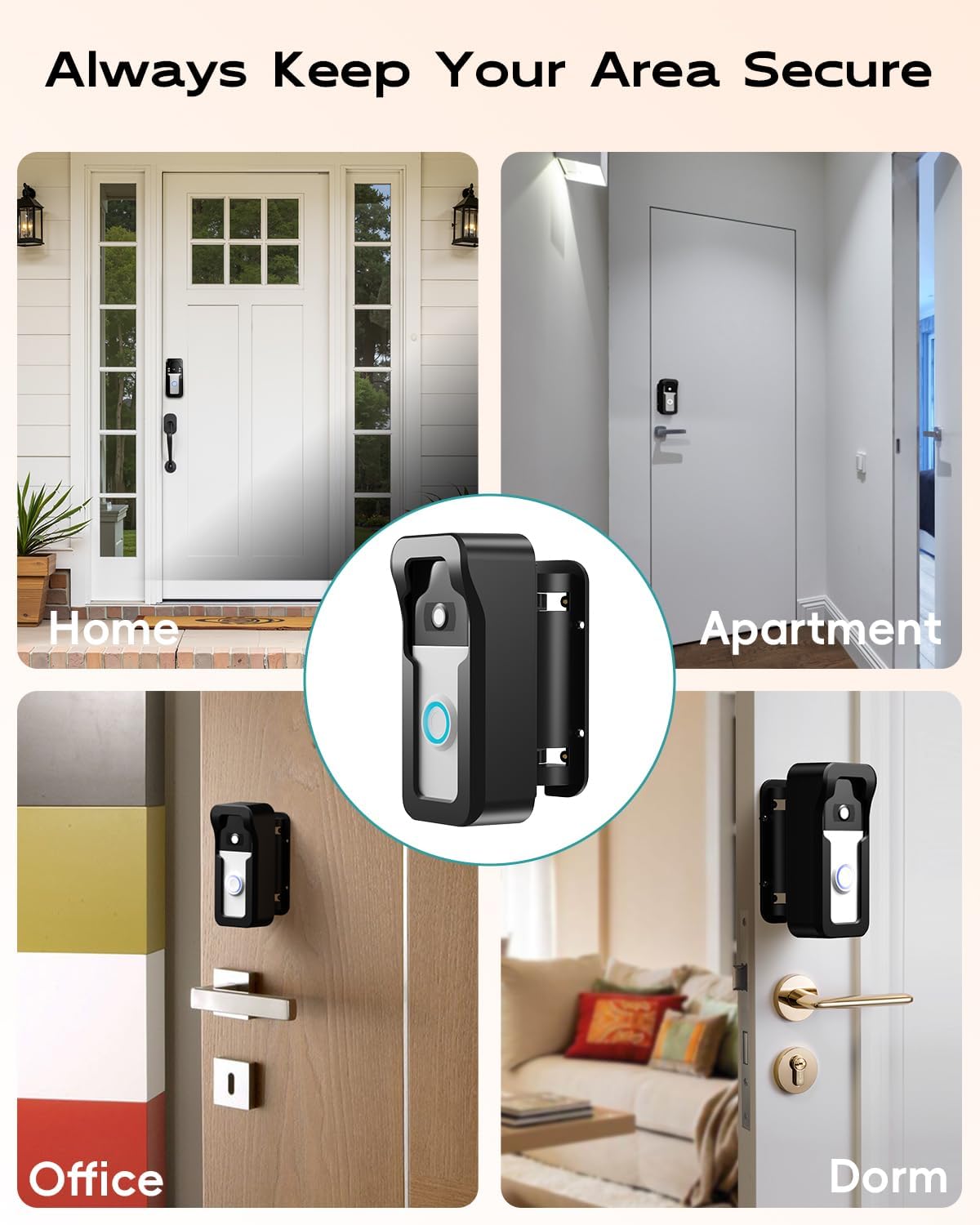 ZUMIMALL Anti-Theft Video Doorbell Mount, No-Drill Doorbell Mounting Bracket for Houses, Apartments, Businesses, Easy Installation, Suitable for Most Doorbells