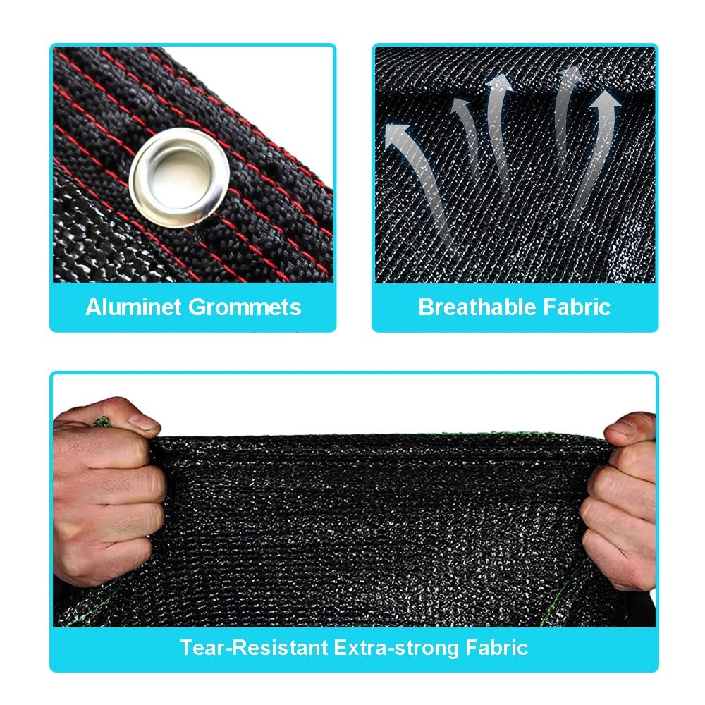 Red de sombreo, 60% ProteccióN Rayos UV, Malla Sombreadora al Aire Libre, Anti Âge Y Cortavientos Tela de Sombra De Privacidad, para Balcón, Terrazas, Pérgola, Camping, Césped(Black,6x10.0m)