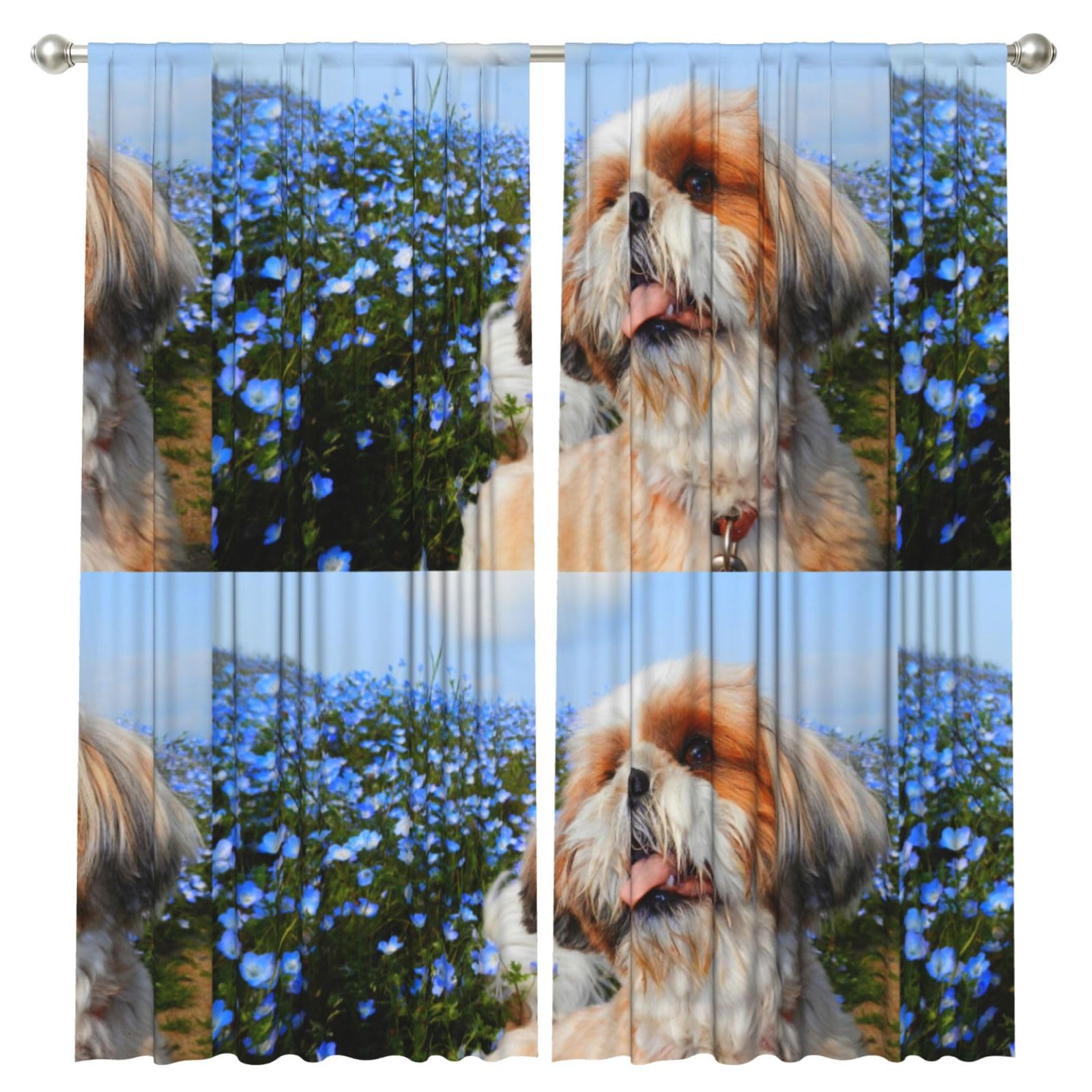 InOmak Shih Tzu Close-up, 2 Panels Window Curtains 52 x 84 Inch Blackout Curtains for Living Room Bedroom