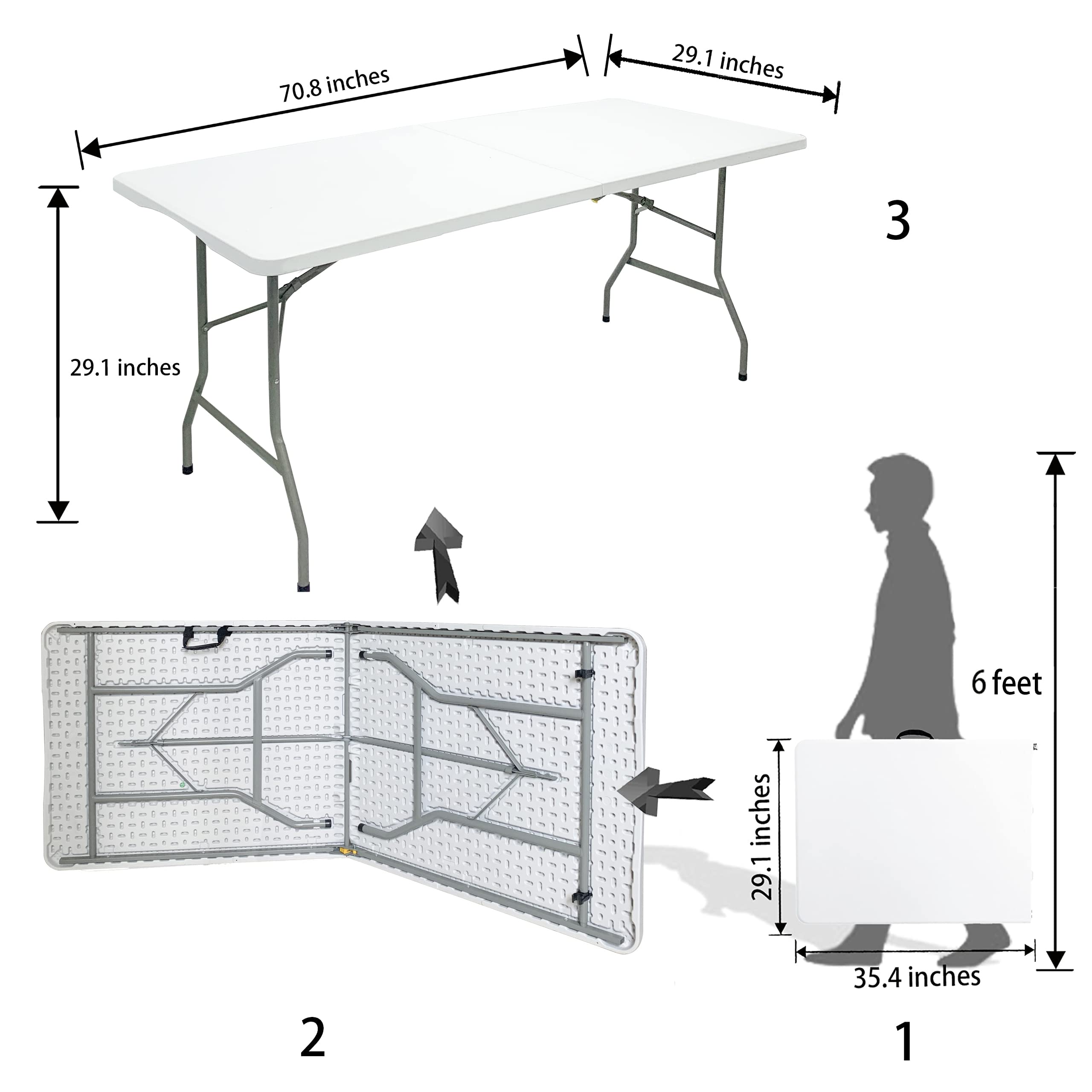 Buy GoTrio Folding Table 6ft Plastic Tables for Parties Portable w