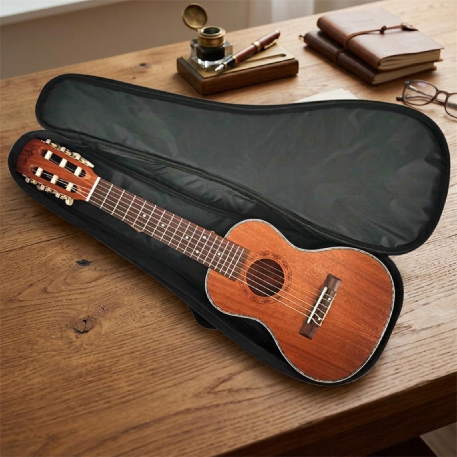 Gitarrentasche mit Rucksackgurten strapazierfähig Gitarrentasche mit Tragegriff wasserabweisend Ukulelentasche für Anfänger, Schüler, Proben