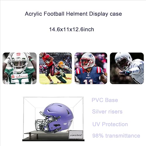 Miniatura 3 de Las fundas de acrílico para casco de fútbol cuentan con una base de PVC con elevadores plateados, funda para casco de fútbol de tamaño completo,