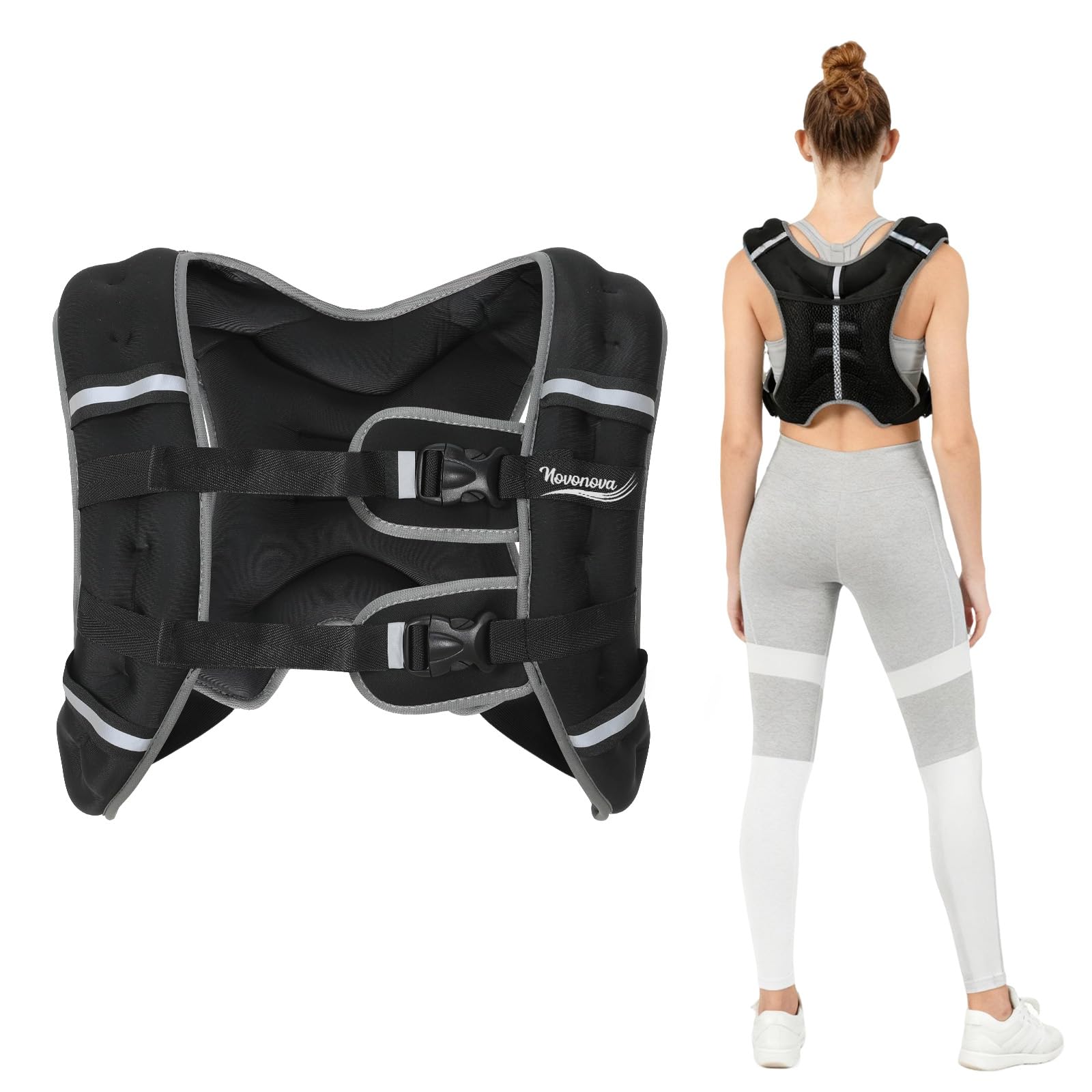 3/5/8/12 KG Giubbotto Zavorrato per Donne e Uomini, Gilet Zavorrato Regolabile con Strisce Riflettenti Weighted Vest per Allenamento