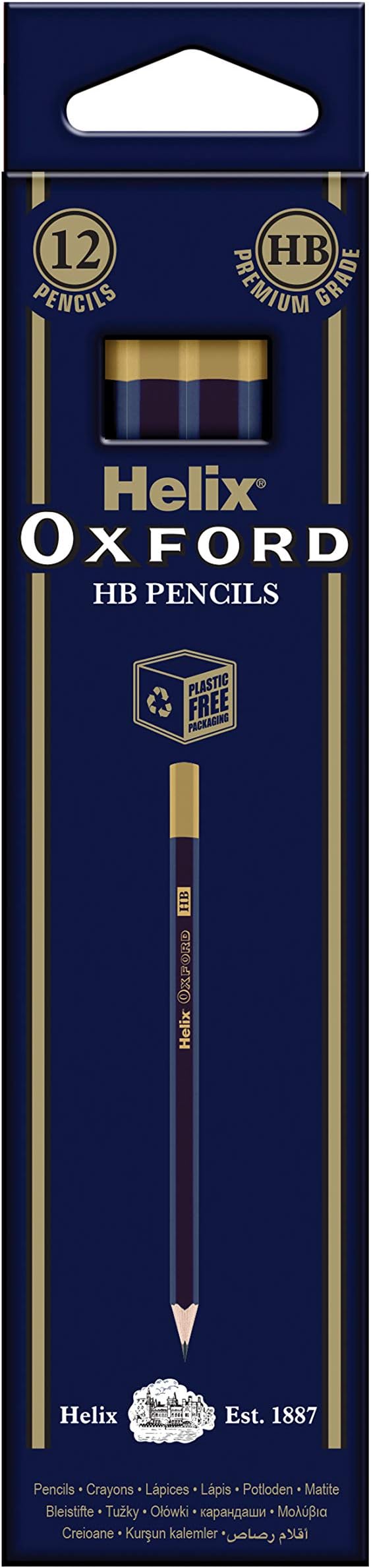 Oxford Hb Grade Graphite Pencils (Pack of 12) with Plastic Free Packaging