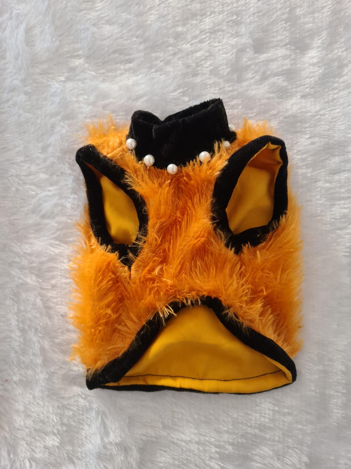 Just Pawfect Dog Dress,Birthday Dress,Winter Warm Female Dog Clothes for All Breeds and Sizes, Dog & Cat Clothing FauxFur with Pearl in Neckline for Party & Winter wear (30,Yellowish Orange) (B0D14GVKJ3) Amazon Price History, Amazon Price Tracker