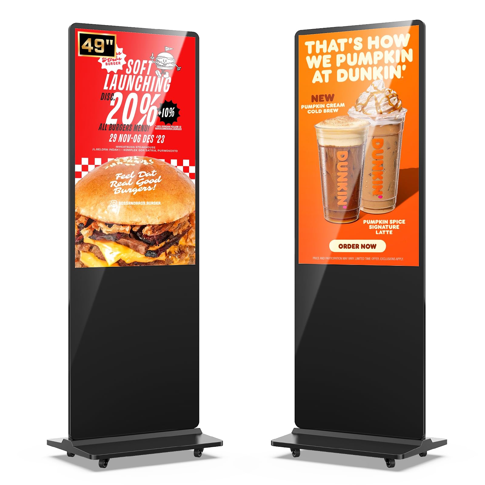 MWE 49 Inch Indoor Floor Standing Digital Signage Advertising Display Kiosk LCD Screen Commercial Totem Android System Vertical Poster with Auto Media Player