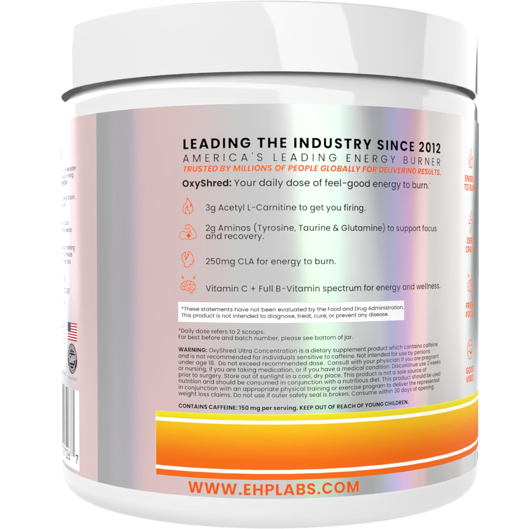 EHP Labs OxyShred Pre Workout Powder - Preworkout Powder with L Glutamine & Acetyl L Carnitine, Energy Boost Drink - Mango, 60 Servings — Amazon image 9