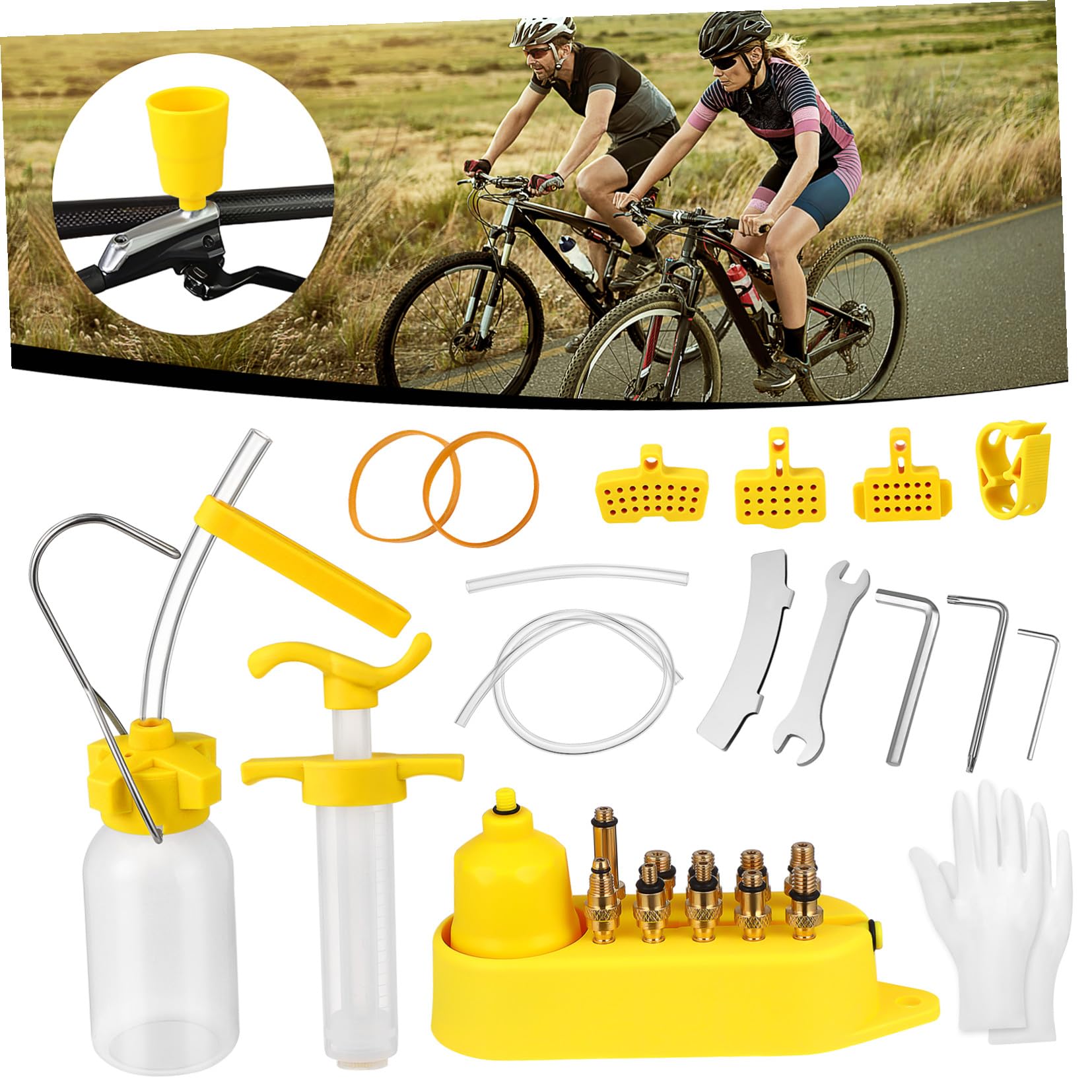 Happyyami Kit di Spurgo Olio Strumenti di Riempimento Minerale Olio Strumenti di Riparazione Freni Bici Liquido Freni Olio