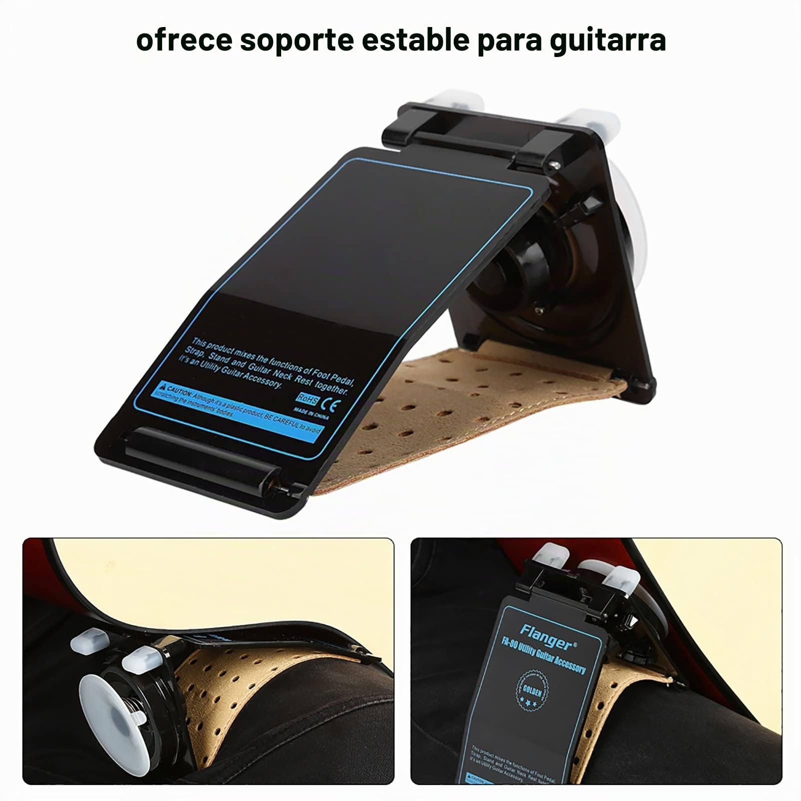 Reposapiés Ergonómico Profesional para Guitarra, Elevador de Guitarra, Taburete para Pie de Guitarra, Soporte para Guitarra Clásica Flamenca Acústica o de Arco