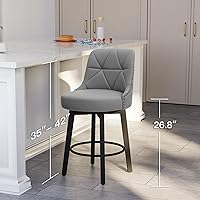 Vista 7 de Bar Stools with Back Set of 2, Stools for Kitchen Counter Height 35-42" Counter Height Bar Stool Chairs, Wood Leg Bar Chairs with Footrest for Bar