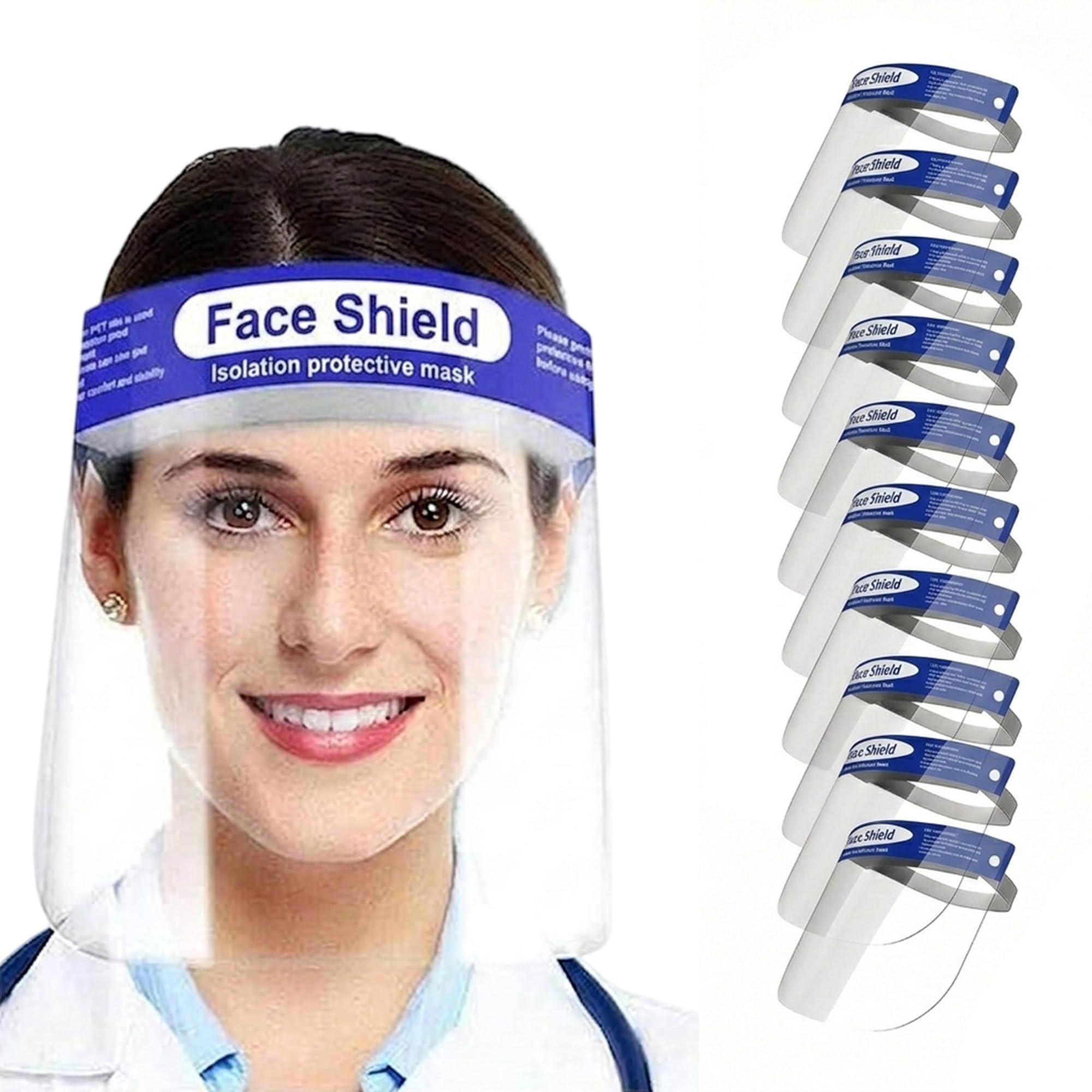 YNR Plastic Safety Face Shield - Full Face Dust Protection, Adjustable Shield Wide Visor Resistant, Spitting Anti Fog Lens, Lightweight, Comfort Soft Sponge, Portable & Easy to Carry Unisex | (10PCS) โ image 1