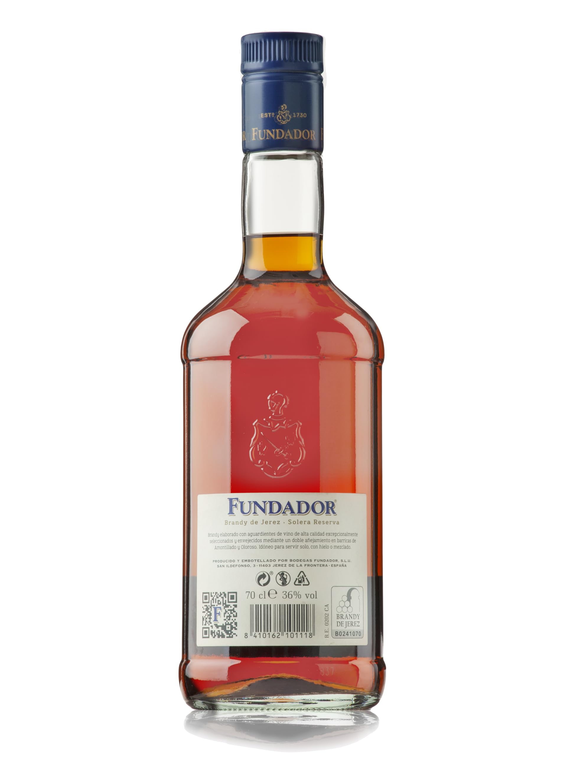 Fundador Doble Madera - Brandy Fundador, Brandy de Jerez Solera Reserva, Bebida Espirituosa, 36% Volumen de Alcohol - 70 cl