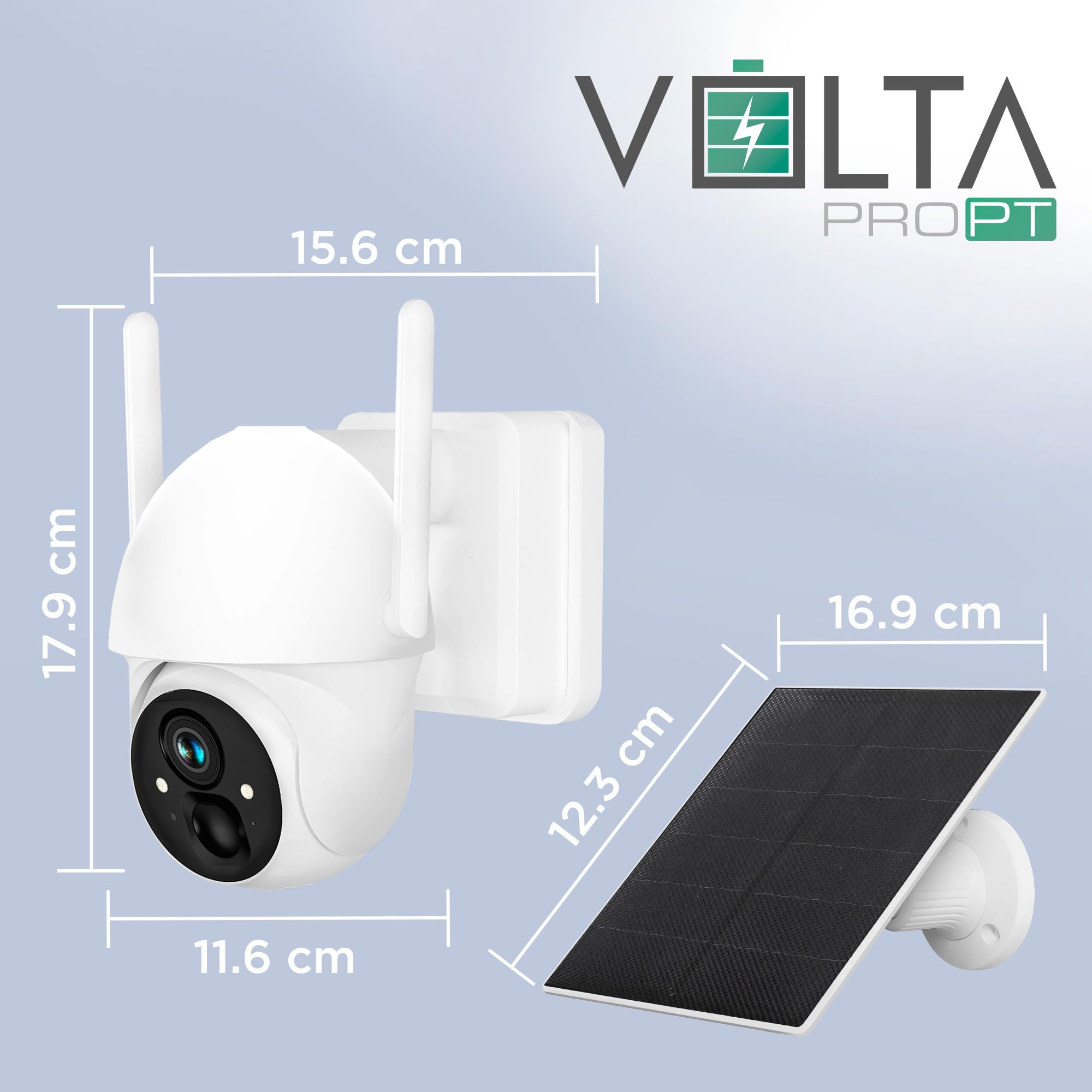 Atlantis Volta Pro PT Telecamera Wi-Fi 3MP motorizzata con solare | A batteria, visione IR/LED, IP65, audio 2 vie, movimento, MicroSD, app, notifiche e cloud, cod. A16-VL88P