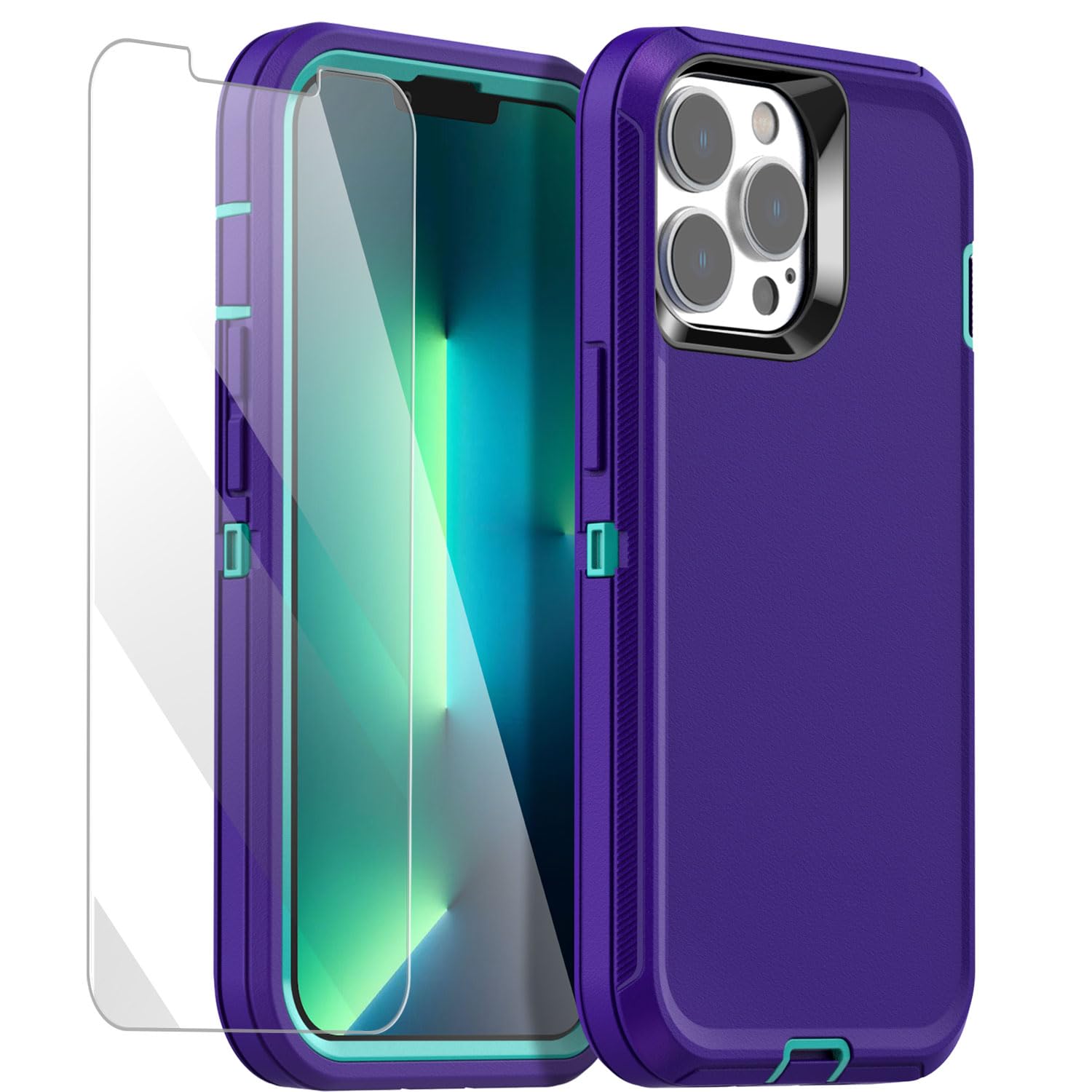 AICase for iPhone 13 Pro Max/12 Pro Max Case with Glass Protector,Heavy Duty Drop Protection Full Body Rugged Shockproof/Dust Proof Military