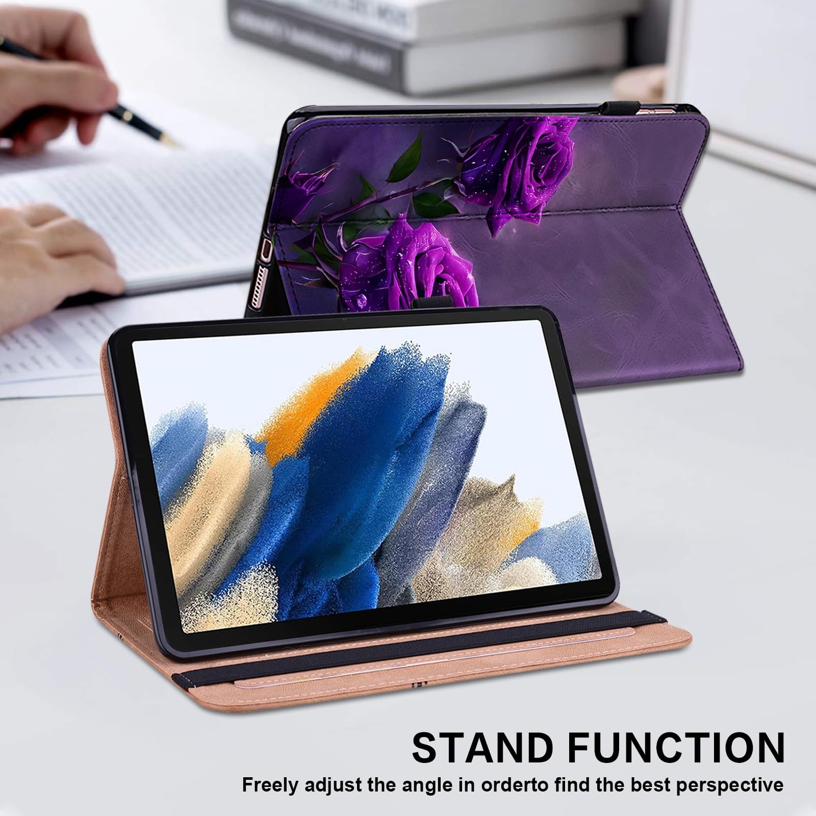 BOLELAW Hülle Für Fire HD 10 / 10 Plus (2023/2021) – PU-Leder Mit Stifthalter, 4 Kartenfächern & Standfunktion, Ahornblatt-Design