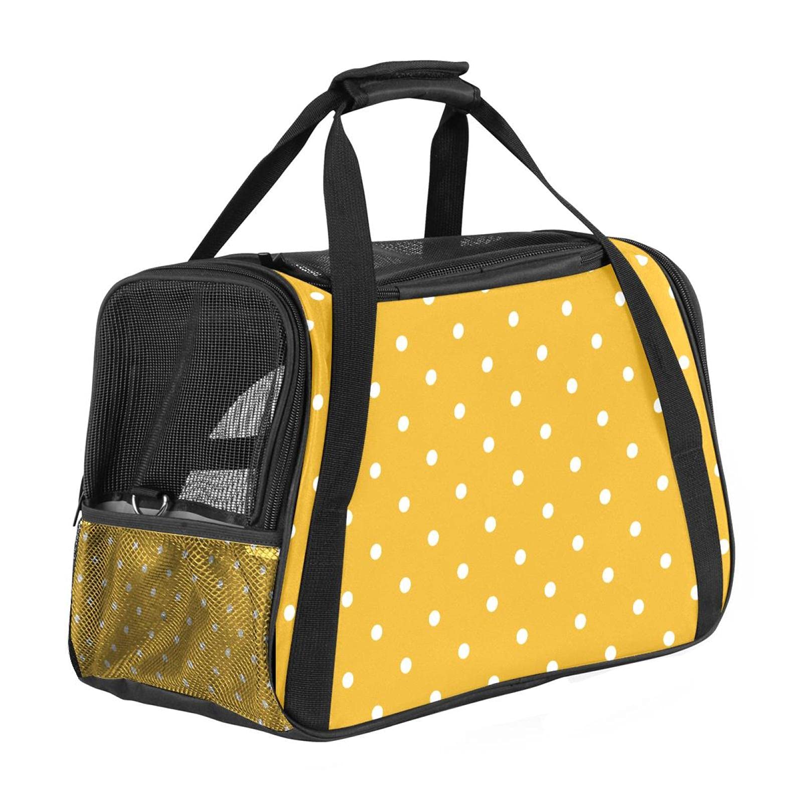 Sac de transport chat pliable et aéré avec bandoulière confort jaune
