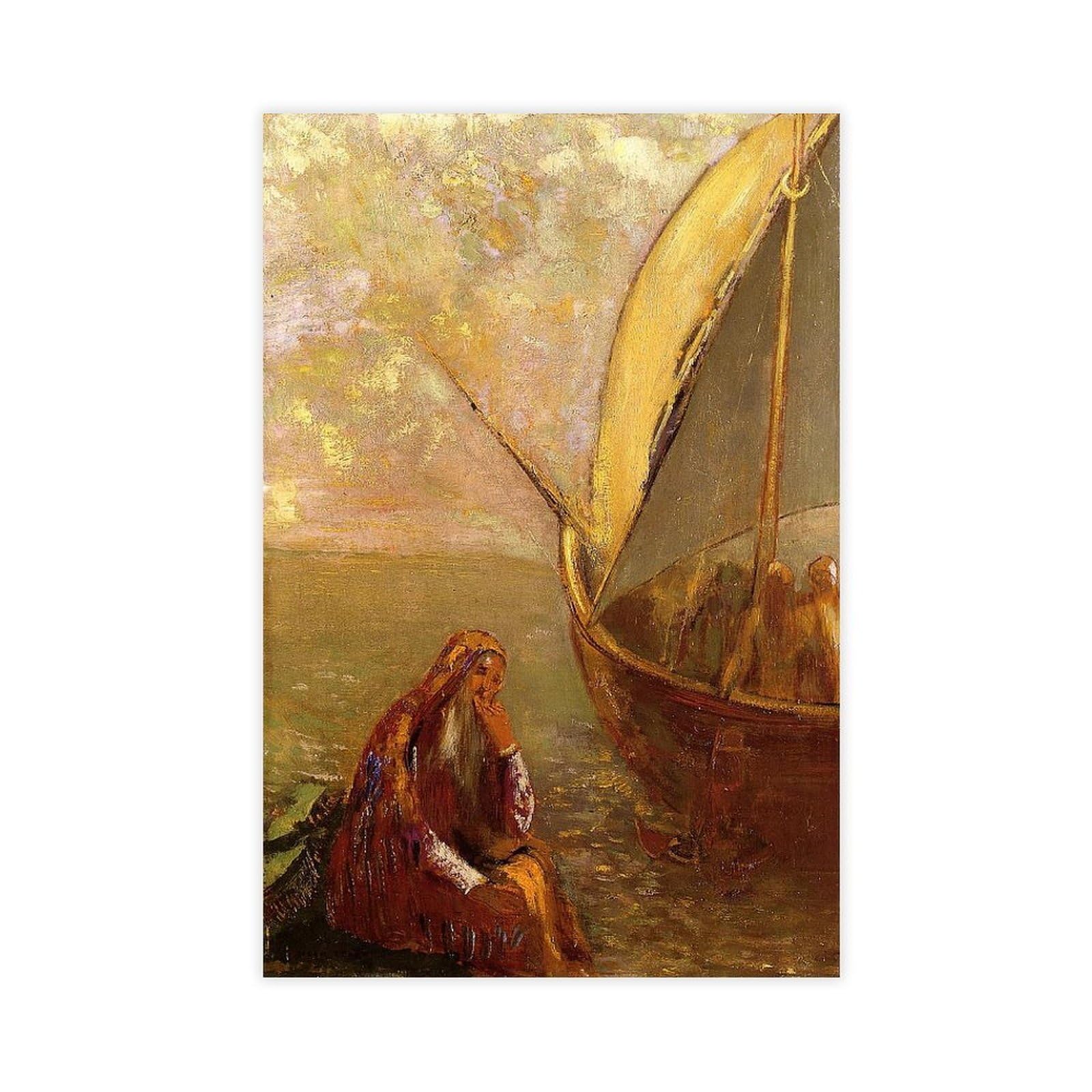 WCYB The Departure by Odilon Redon Posters Prints Canvas Deco Paintings Wall Art Unframe 24" L X 36" W