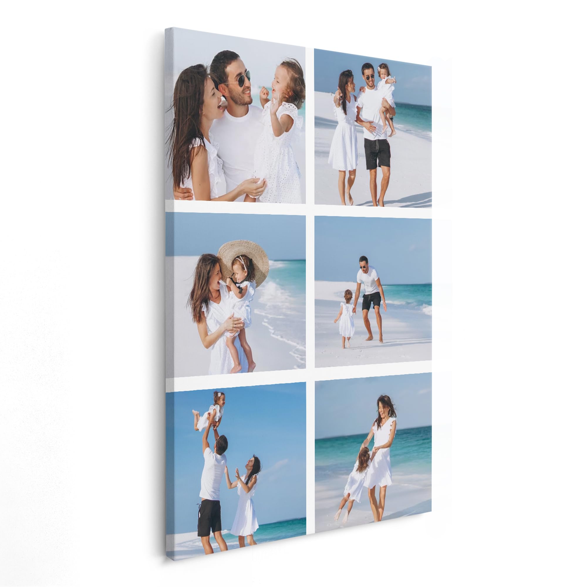 Print Maniacs Women's Portrait 6 Photo Personalised Canvas Gifts For & Men, Customised Canvas With Pictures