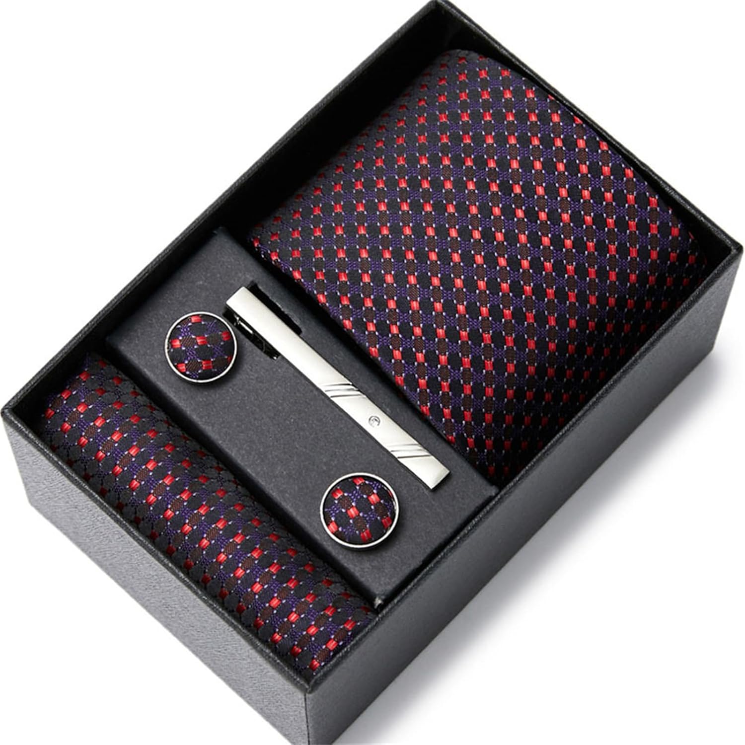 Tie for Men Men's Set Tie Solid Colour Business Cufflinks for Wedding Business