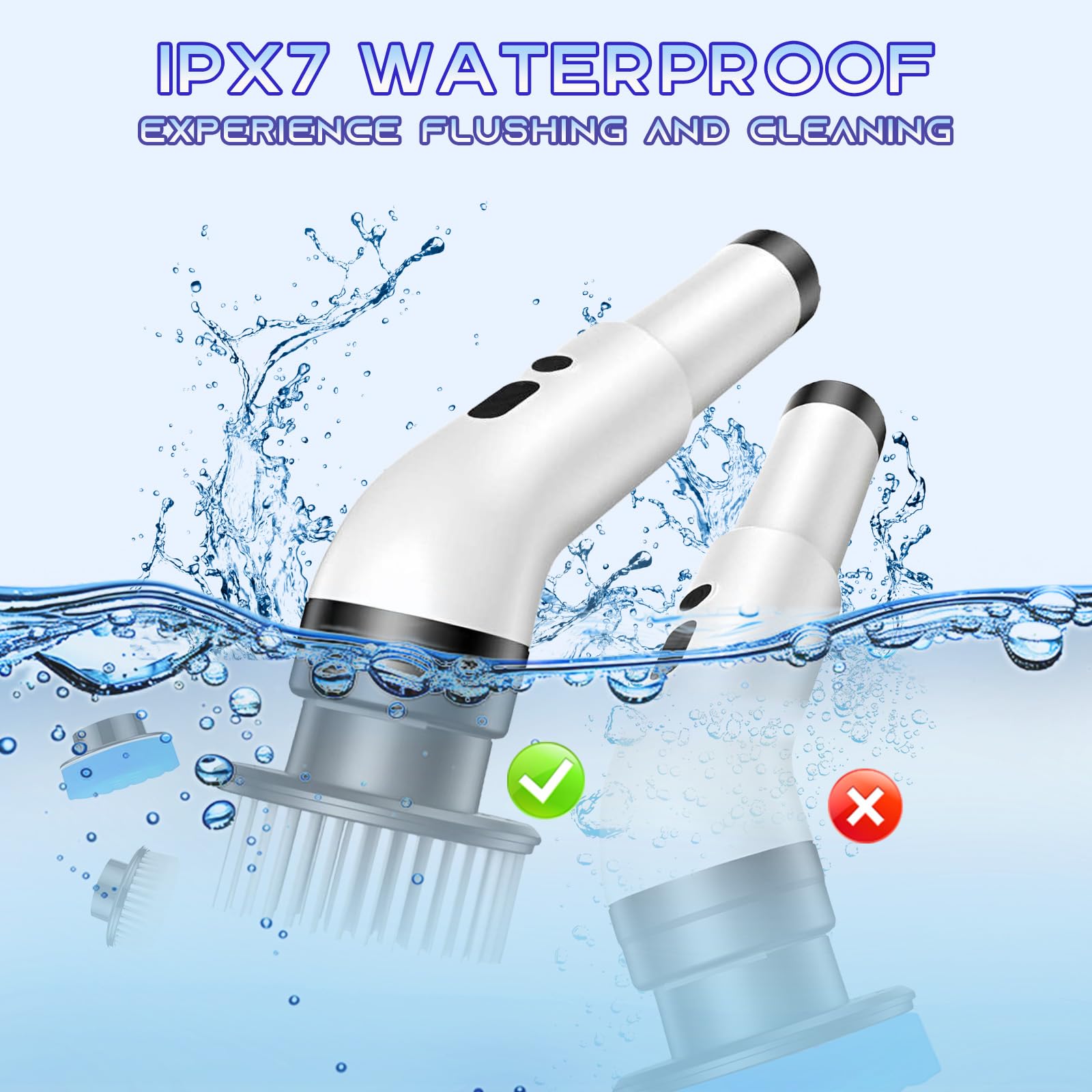 Journeyside Brosse Nettoyage Electrique 9Têtes sans Fil pour Nettoyer Bains | Electrique Nettoyage Rotative Tête de Brosse Remplaçable,Brosse Rotative Salle de Bain pour Pneus et Cuisine Bains