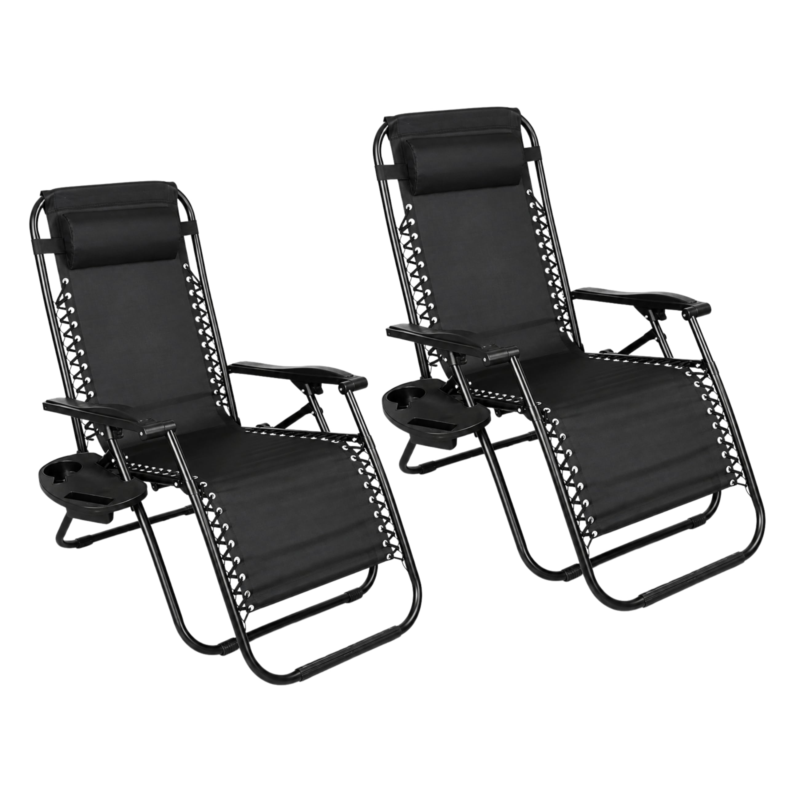 Shatchi Set Of 2 Zero Gravity Garden Chairs - Padded Recliner Loungers