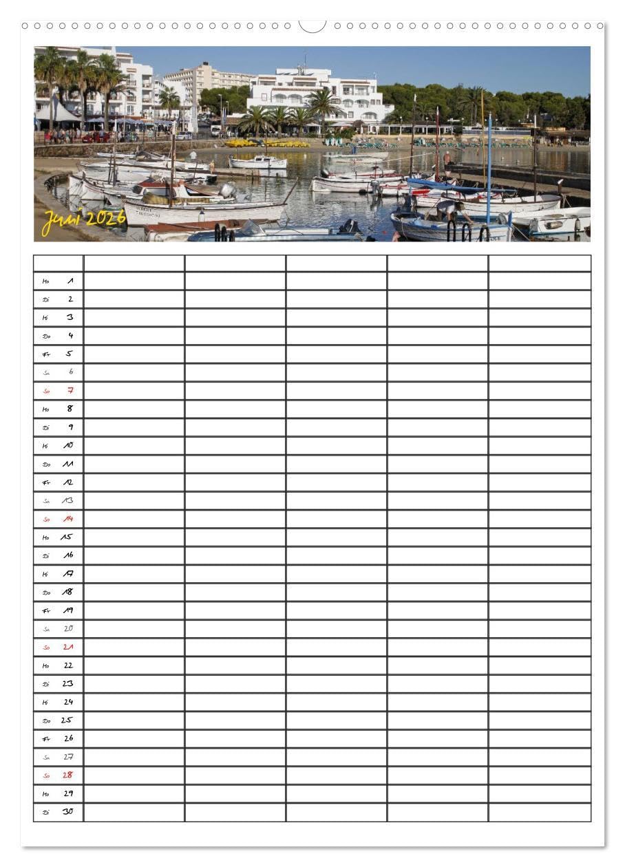 Ibiza/Familienplaner (hochwertiger Premium Wandkalender 2026 DIN A2 hoch), Kunstdruck in Hochglanz: Zauberhaftes Ibiza (CALVENDO Orte)