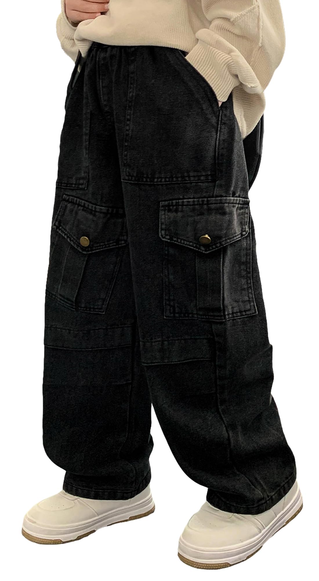 NEAWEALY Baggy Jeans voor jongens en kinderen, cargobroek, baggy jeansbroek, streetwear, vrijetijdsbroek, Y2K jeans, 6-13 jaar, zwart, 12-13 Jaar NEAWEALY Baggy Jeans voor jongens en kinderen, cargobroek, baggy jeansbroek, streetwear, vrijetijdsbroek, Y2K jeans, 6-13 jaar, zwart, 12-13 Jaar