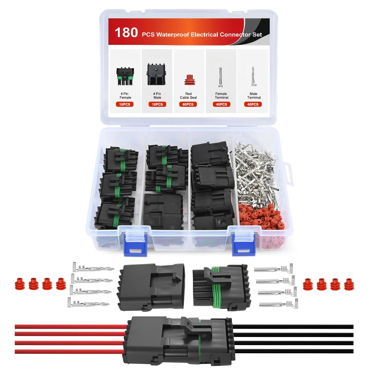 Nilight - 50020R 2Pin Way 16AWG Waterproof Wire 1.5mm Series Terminal Connector-10 Pack,2 Years Warranty — Amazon image 10
