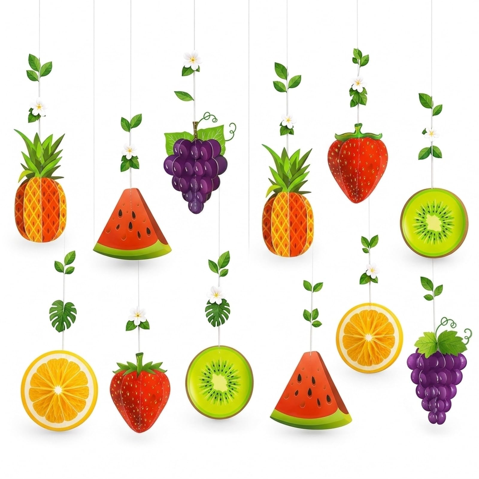 12PCS Summer Fruit Banner Garland for Summer Tree Decorations