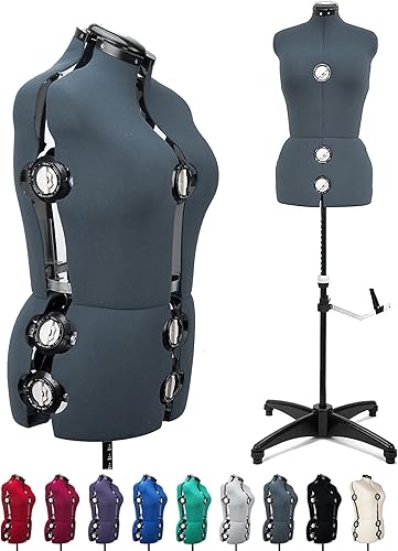 Miniatura 9 de 13 esferas negras de tela femenina ajustable para costura, torso corporal de maniquí con soporte, hasta 70 pulgadas de altura de hombro (M)