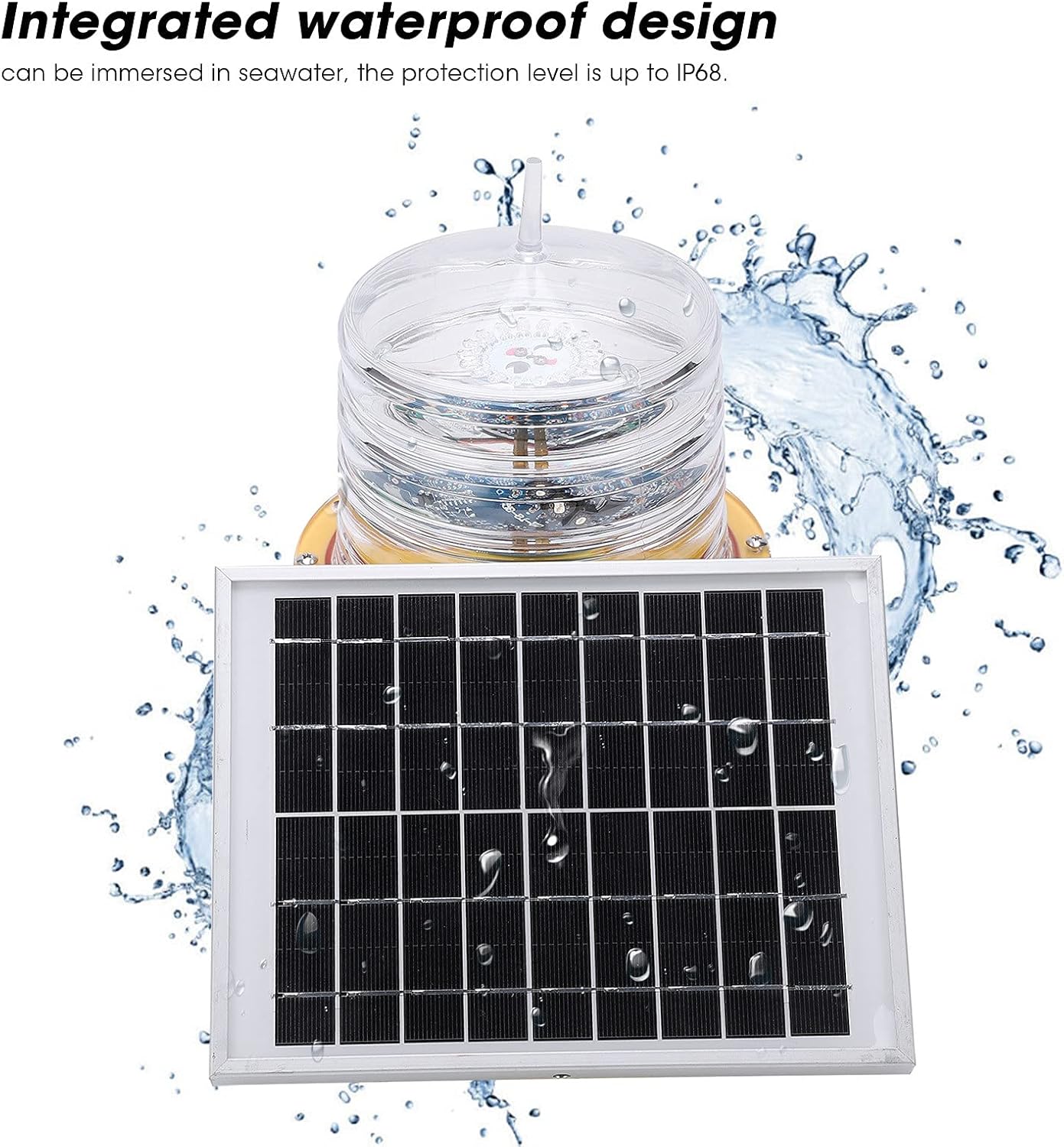 Solar Power Beacon Light, Floating Lamp for Marine Ship, LED Flashing Red, IP68 Ingress Protection, 360 Degree Lighting, 19% Photoelectric Conversion Efficiency, Automatic Light Control